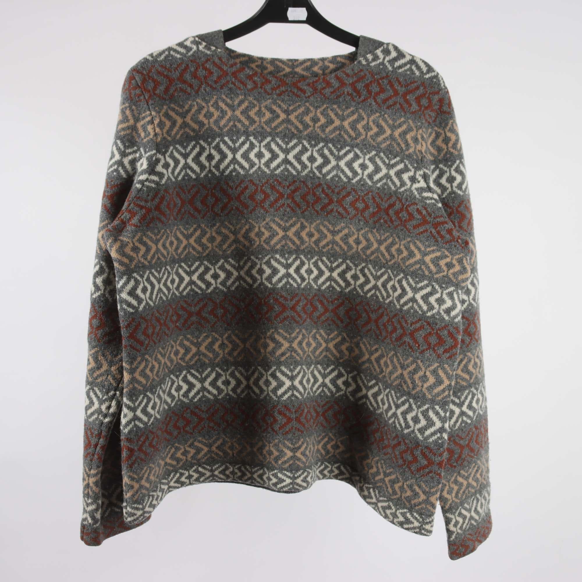 Tröja, Jumperfabriken, grå, vit, 100% lammull, stl. M.