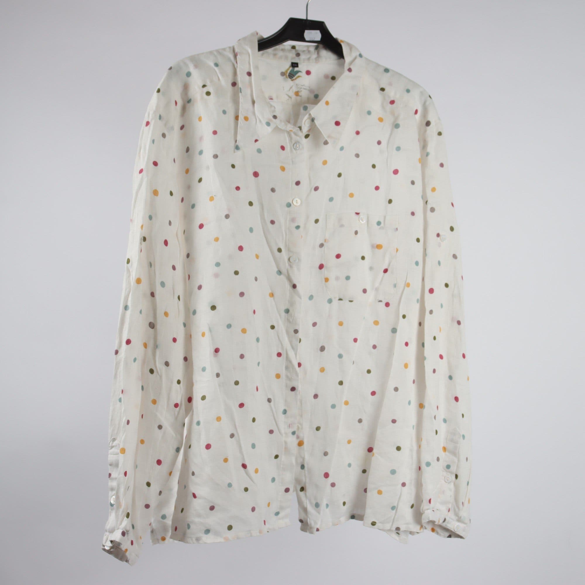 Blus, Gudrun Sjödén, prickg, vit, 100% lin, stl. XXL.