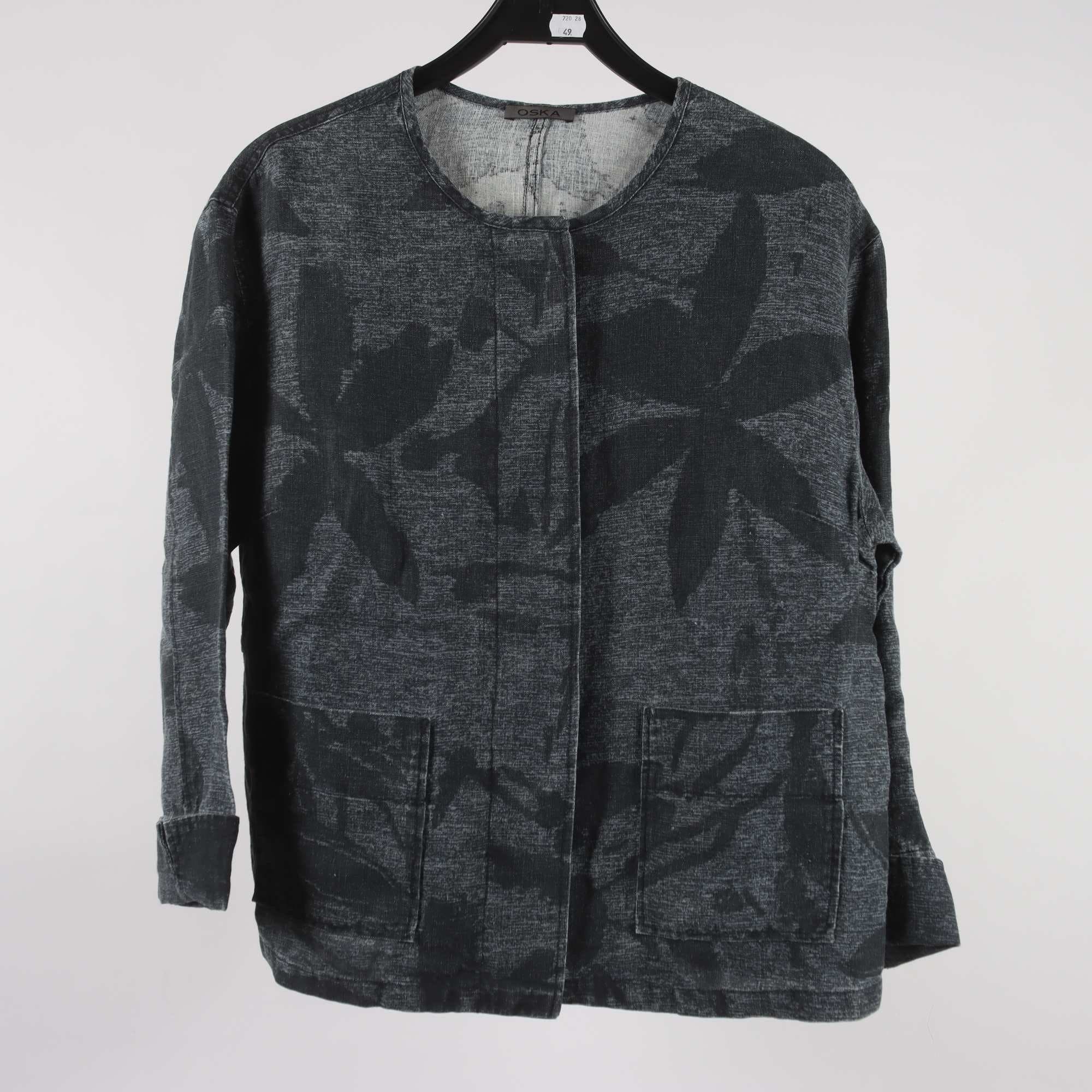 Sommarjacka, OSKA, gråpsvart, 100% linne, stl. 1 (M)