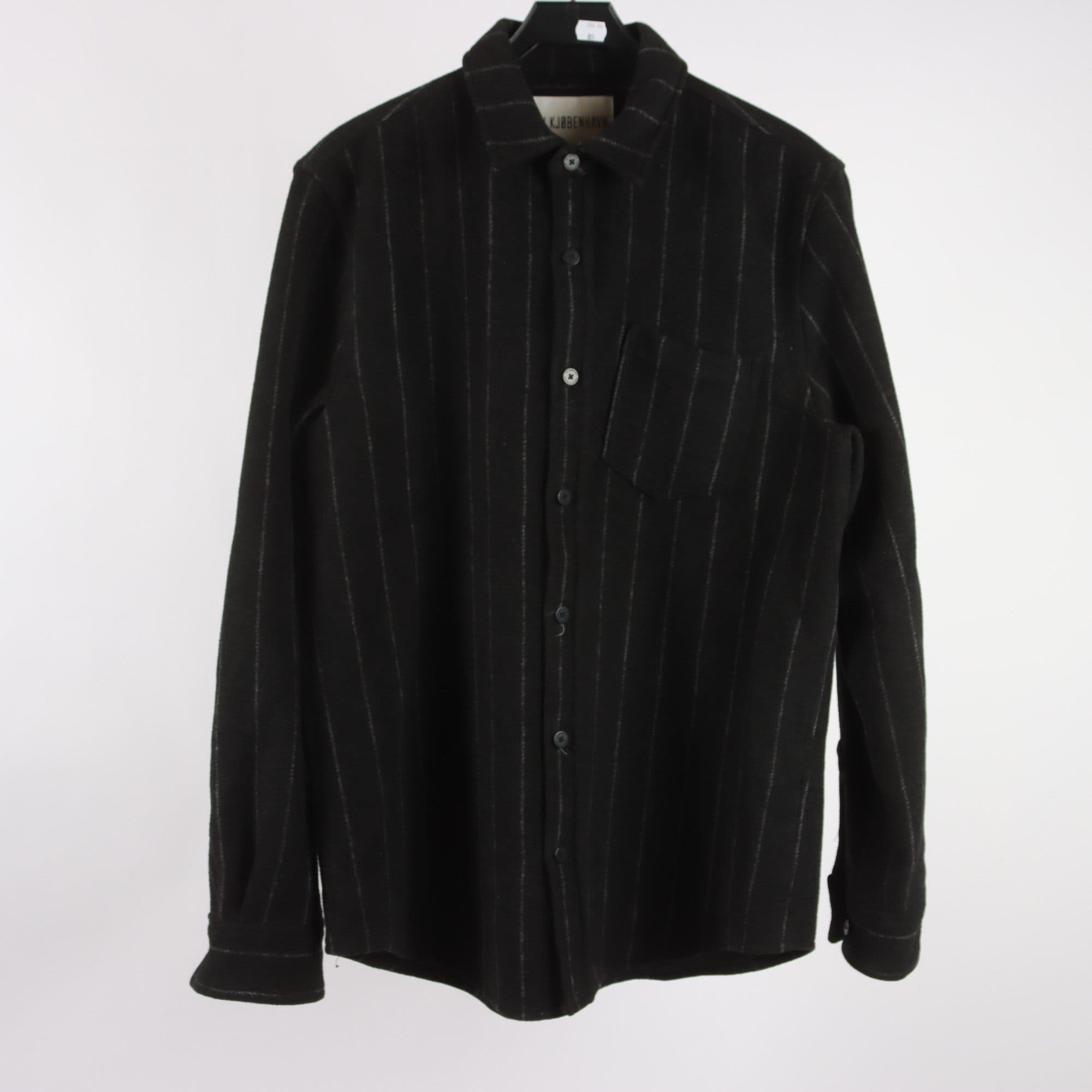 Overshirt, Han Kjøbenhavn , svart, randig, 50% ull, stl. L