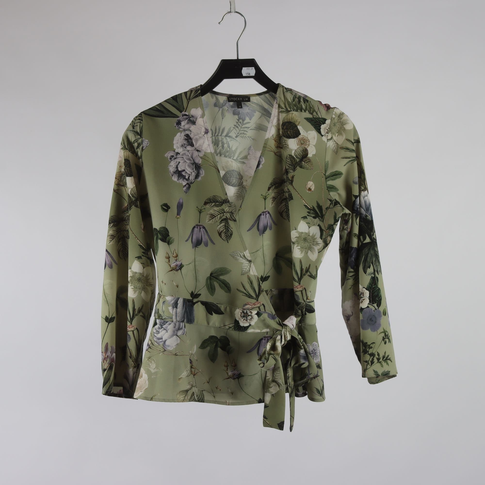 Blus, STOCKH LM. grön, mönstrad, stl. 38