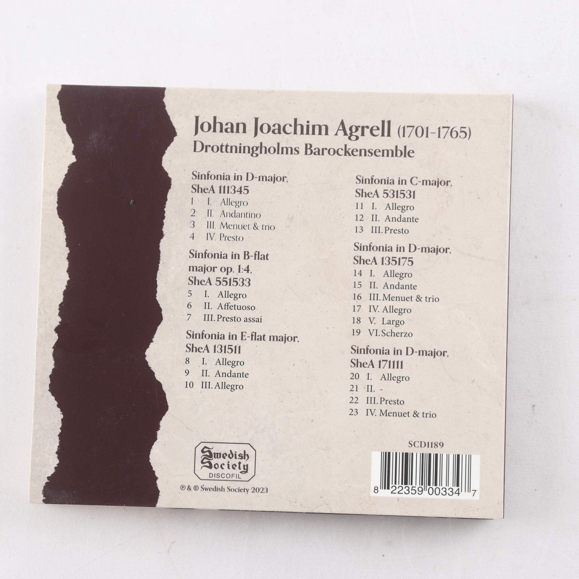 CD Johan Agrell, Drottningholms Barockensemble