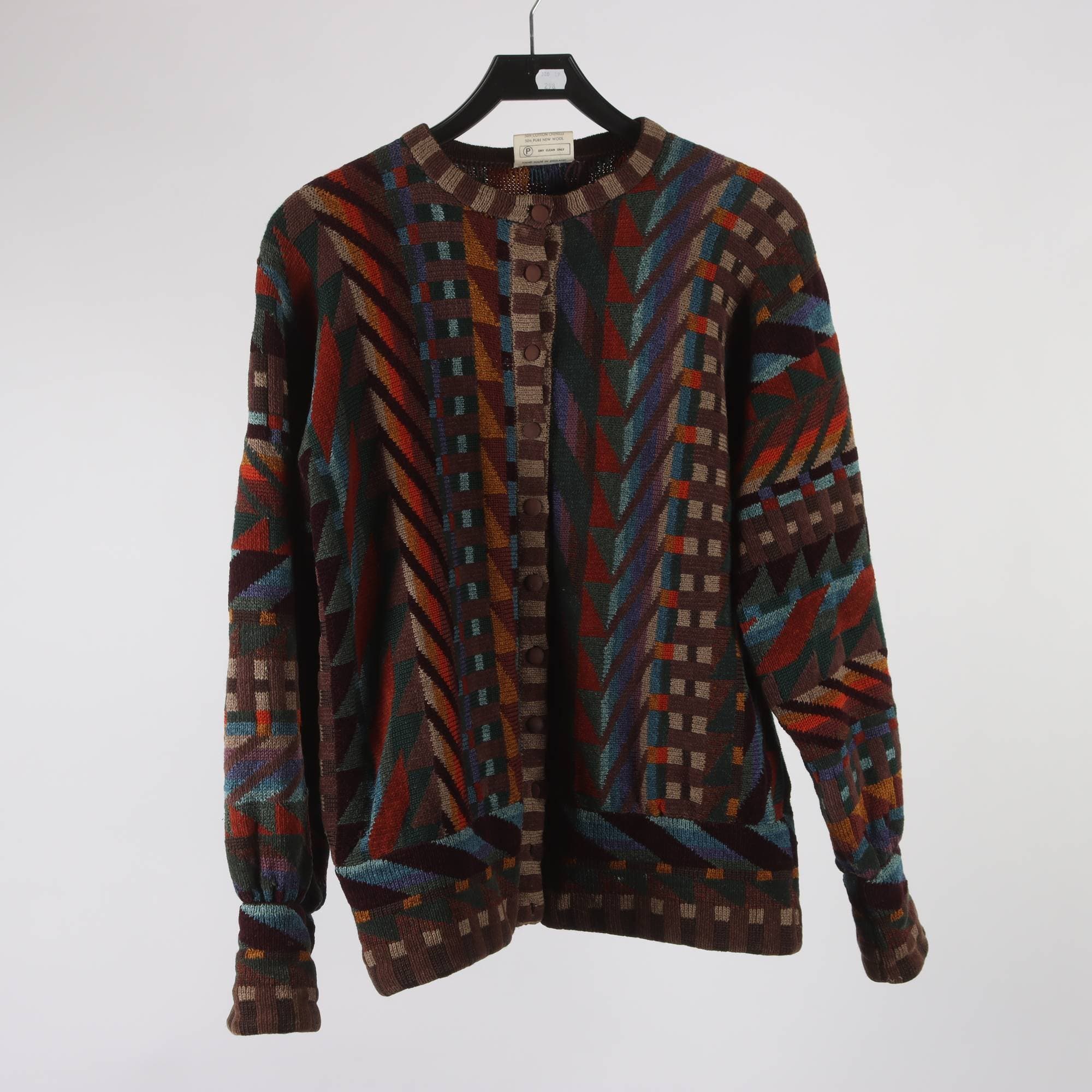 Kofta, Hand made in England, blå, lila, 50% ull, stl. M/L.