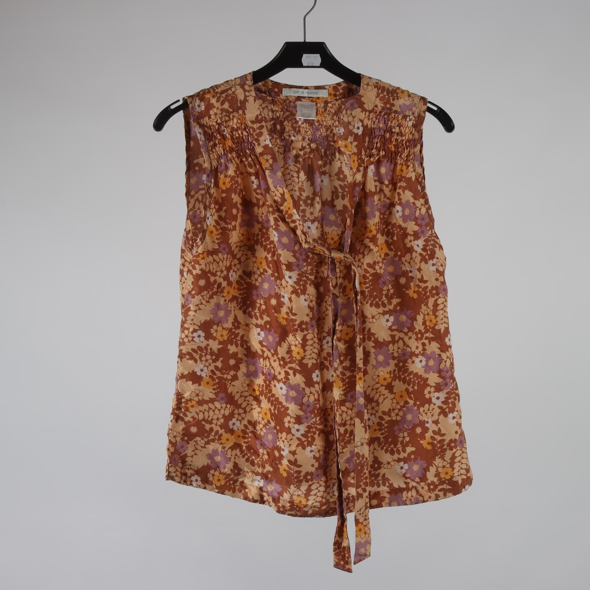 Linne, Cote Femme, brun, lila, 100% silke, stl. 38.