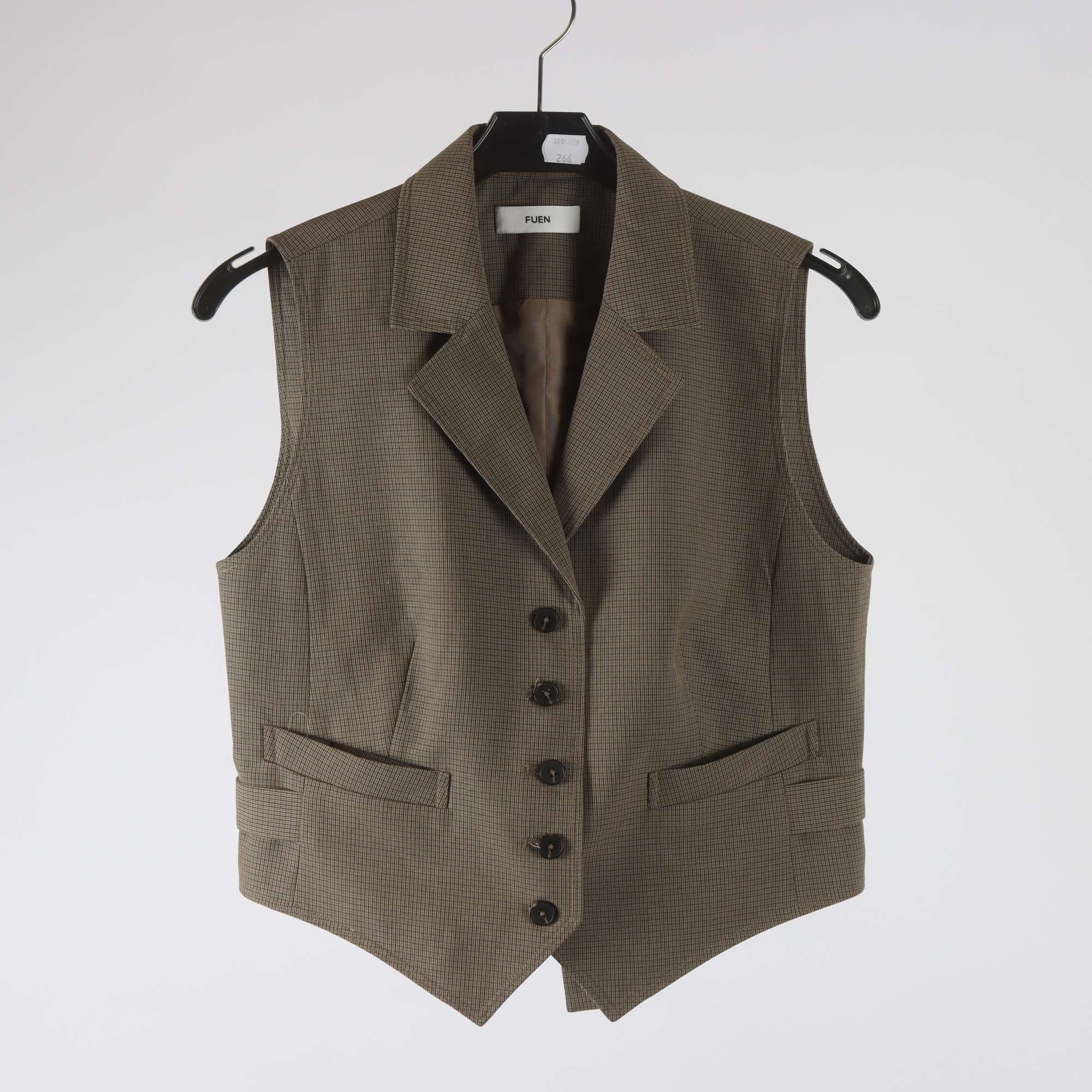 Väst, Fuen, rutig, beige, stl. ca. XS.