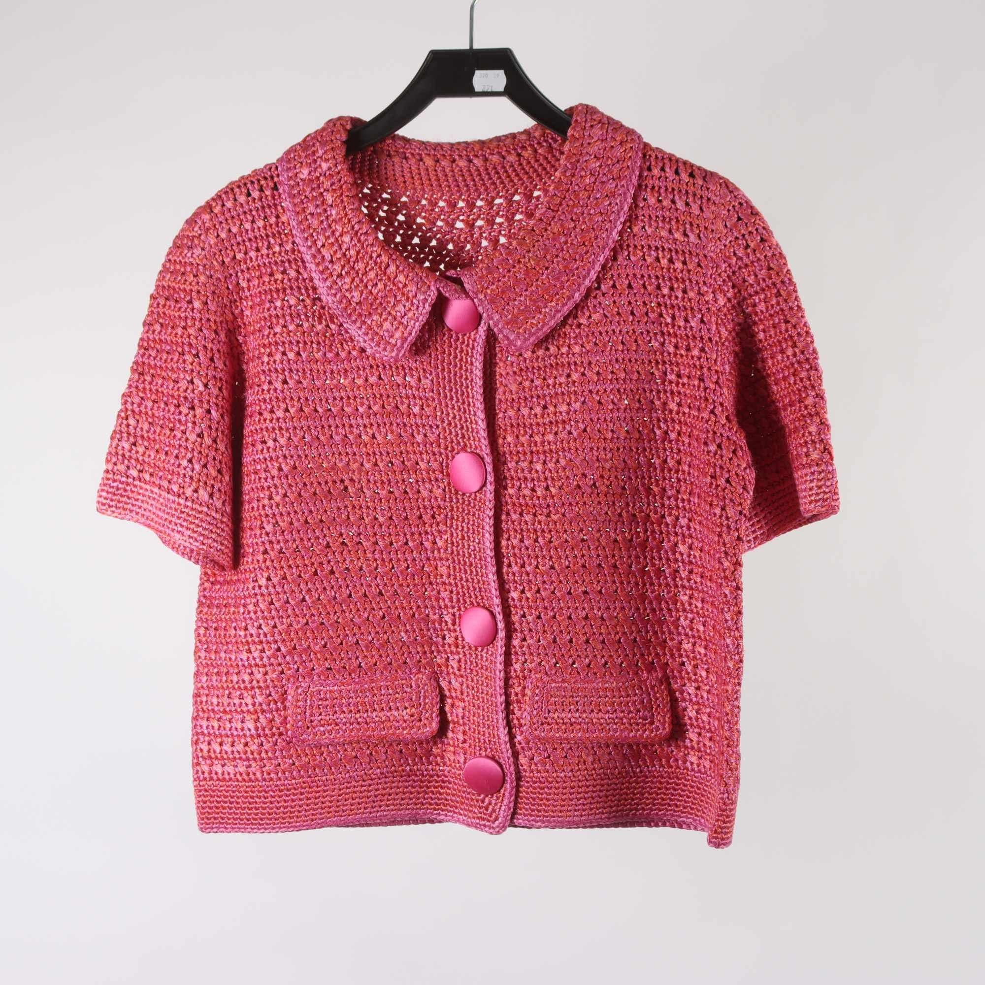 Virkad dräkt, Okänd, rosa, orange, retro, stl. ca. M.