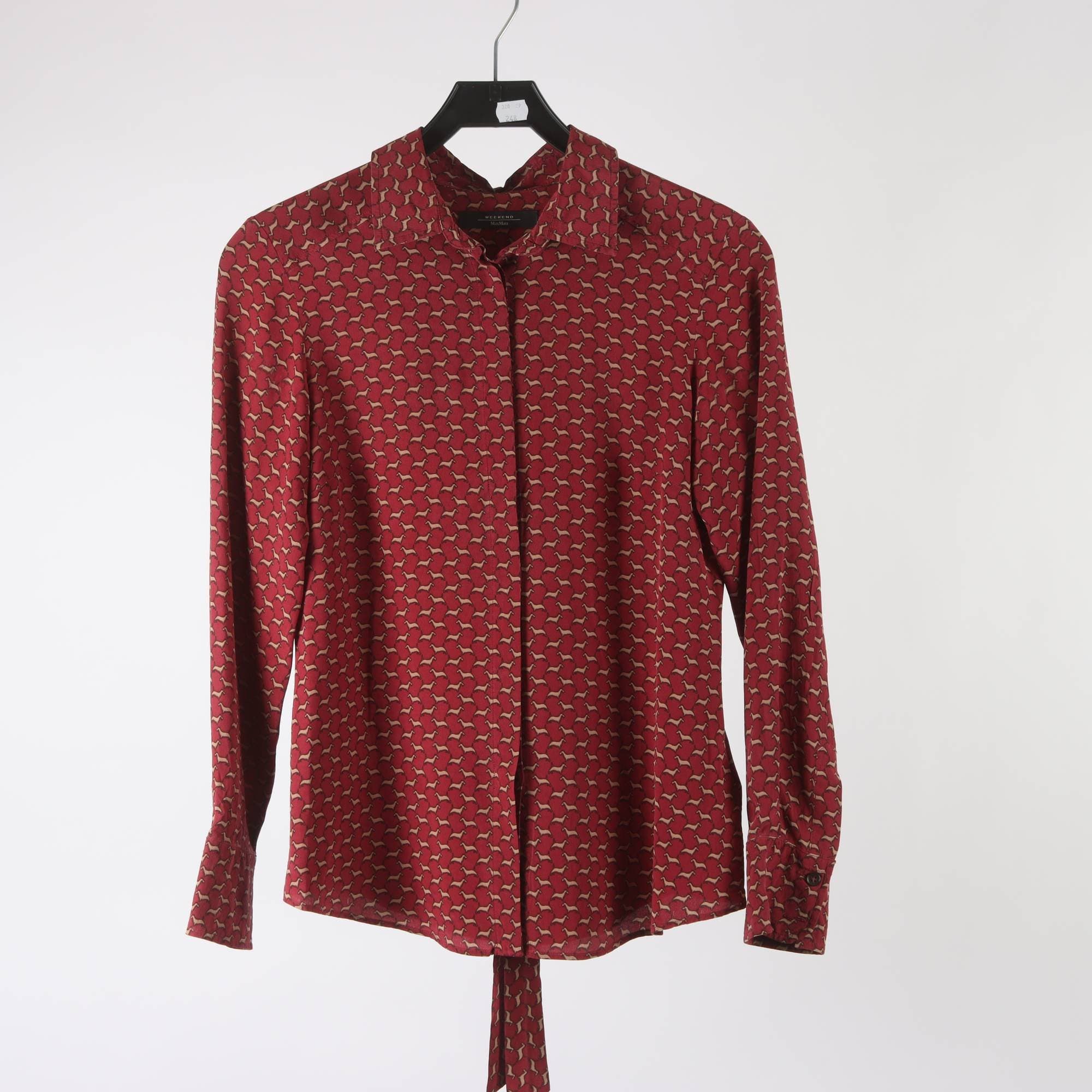 Blus, Weekend x MaxMara, vinröd, 100% silke, stl. M.