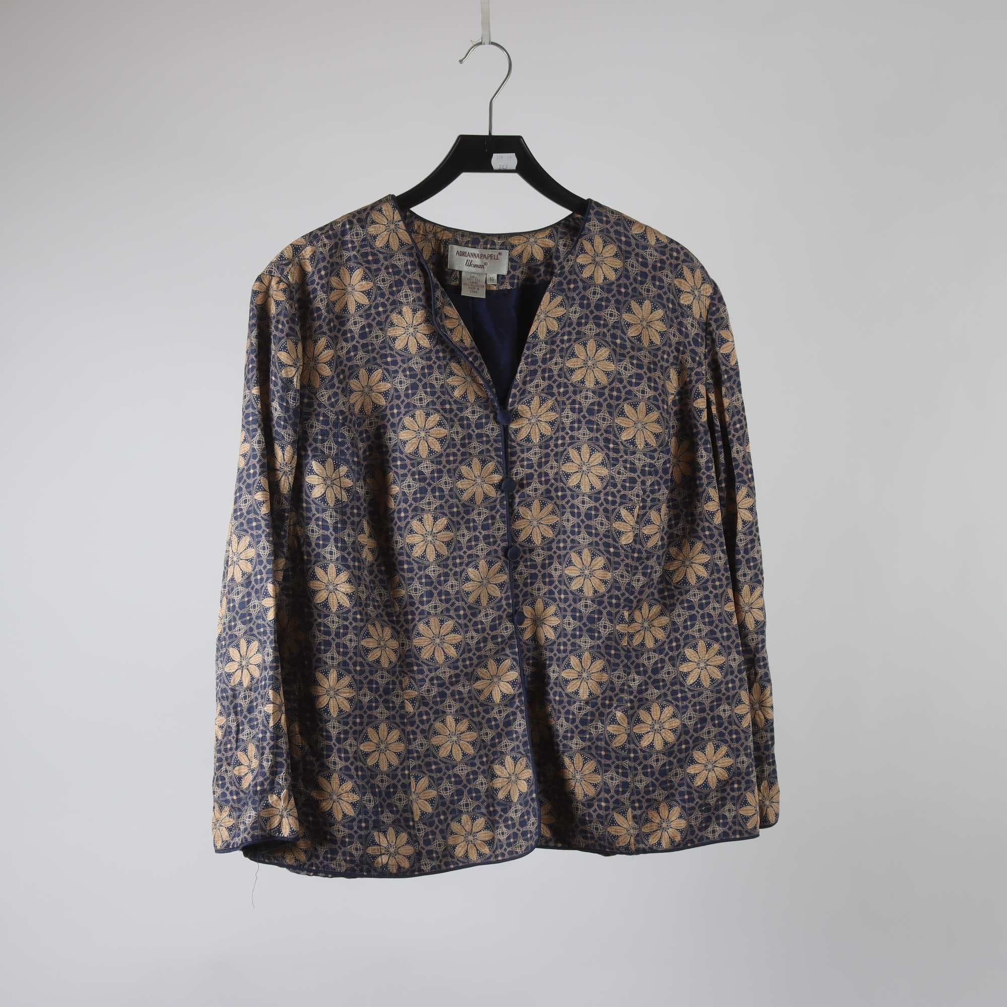 Blus, Adrianna Papéell, blå, beige, 100% silke, stl. ca. L.