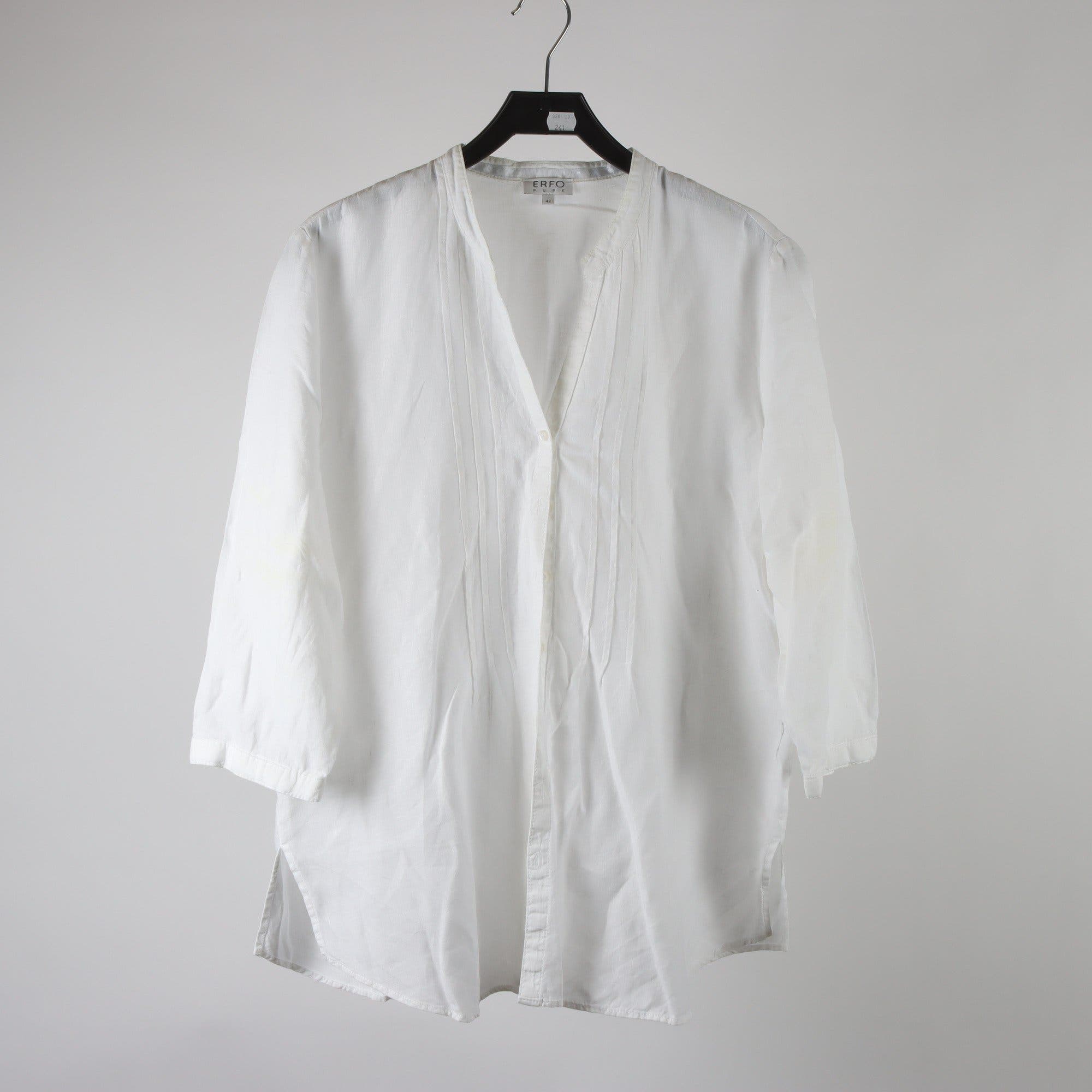 Blus, Erfo Pure, vit, lin, stl. 42.