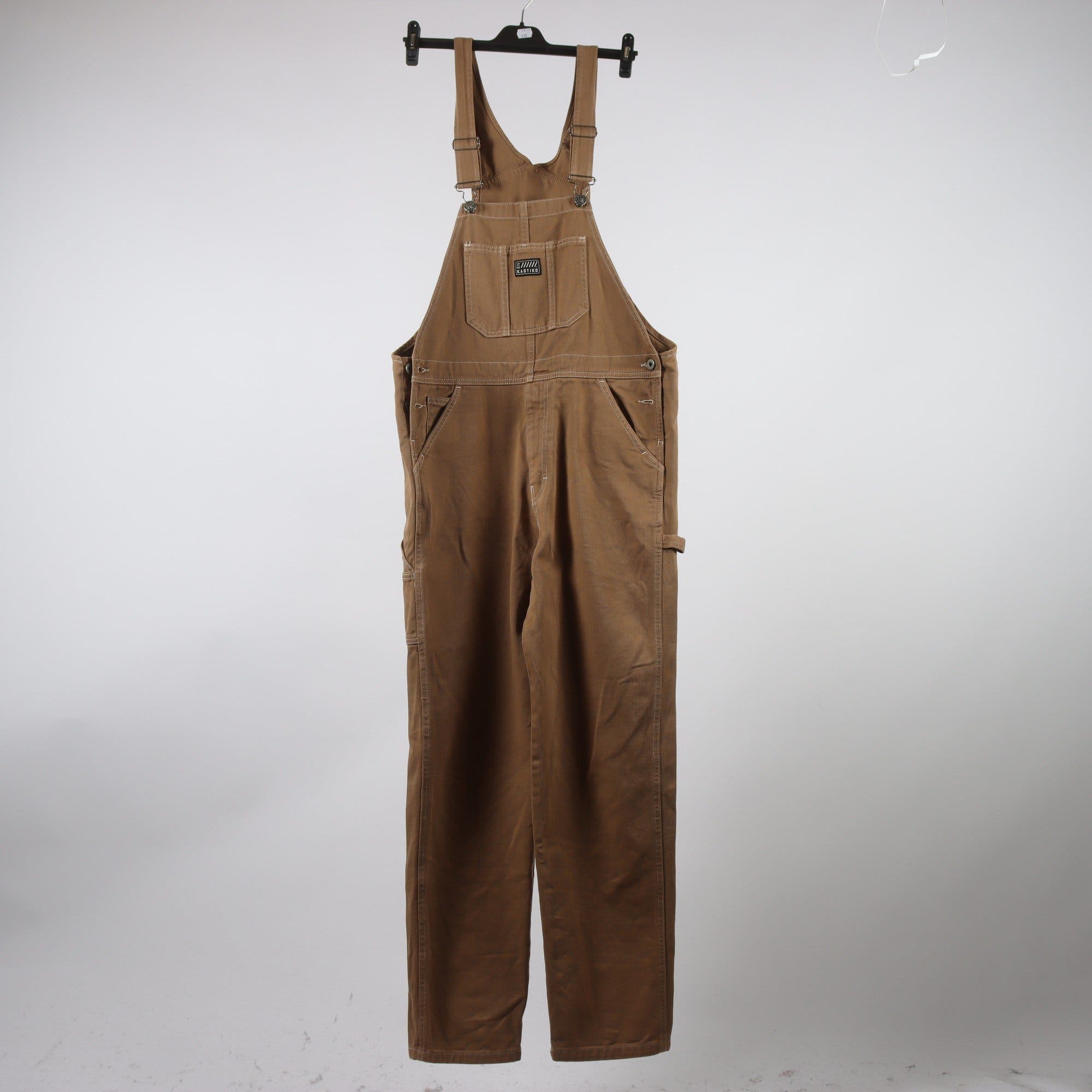 Hängselbyxor, Kaotiko, brun, jeans, stl. 40 L.