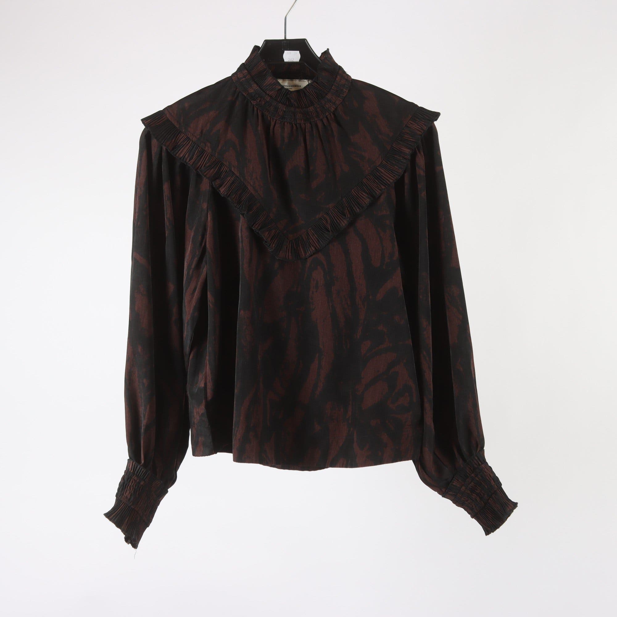 Blus, Copenhagen Muse, brun, svart, stl. XS.
