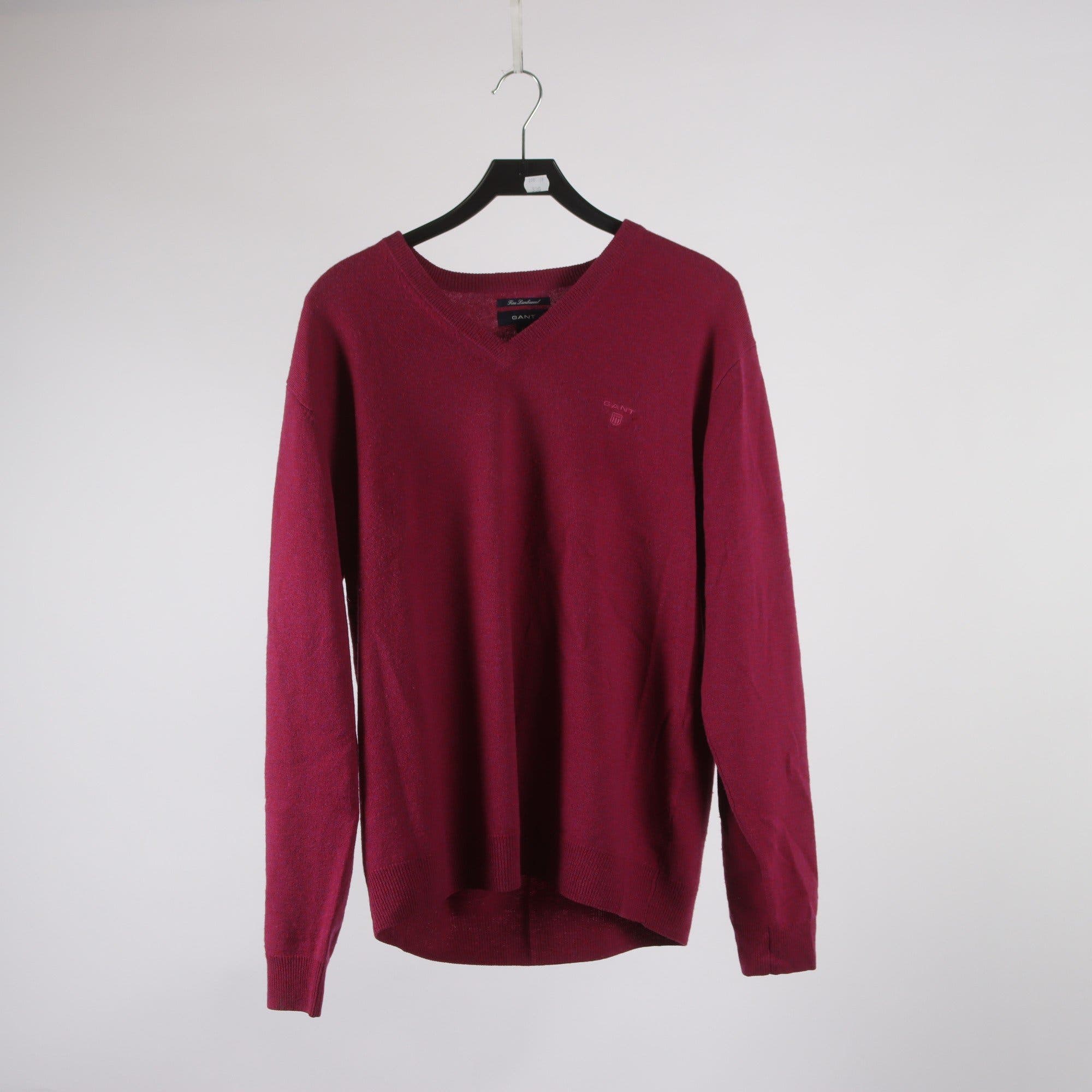 Tröja, Gant, vinröd, 100% lammull, stl. XL.