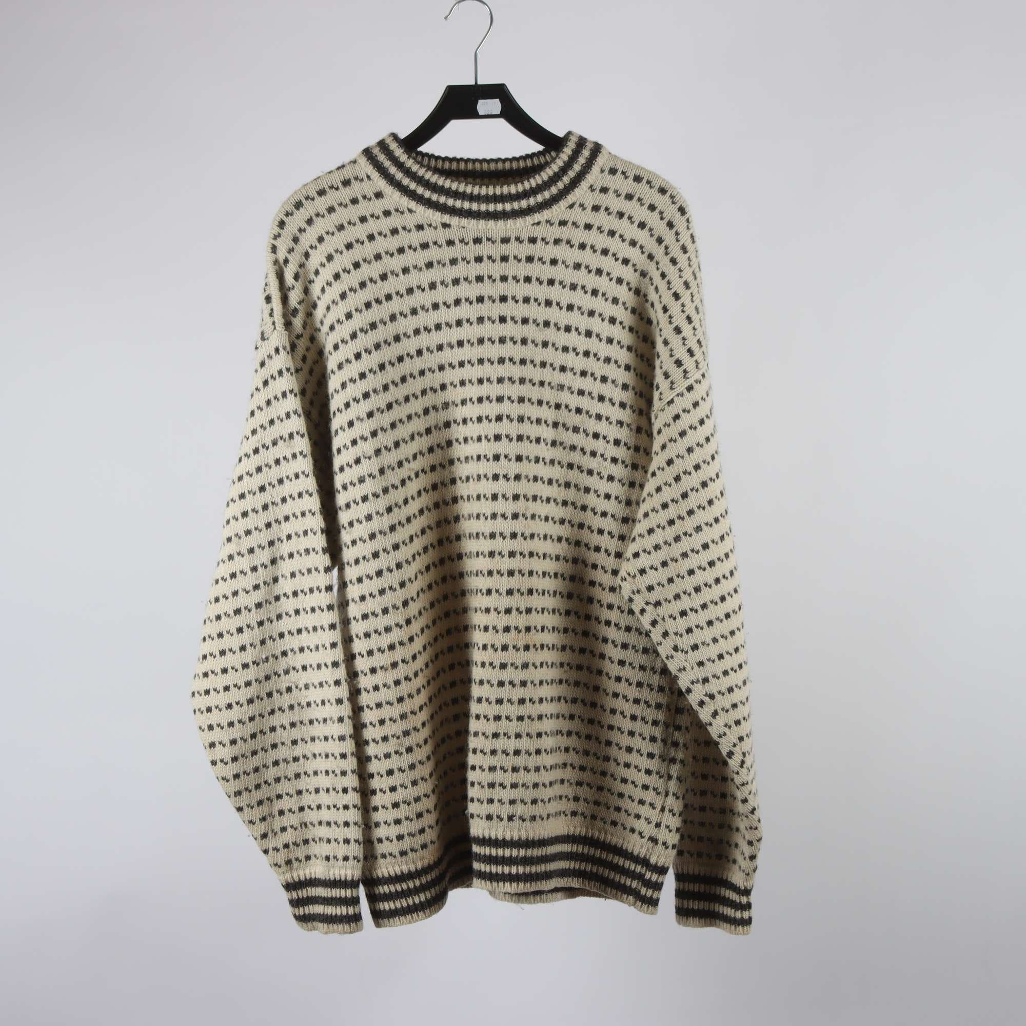Fiskartröja, Janus, beige, grå, 70% ull, stl. XL.