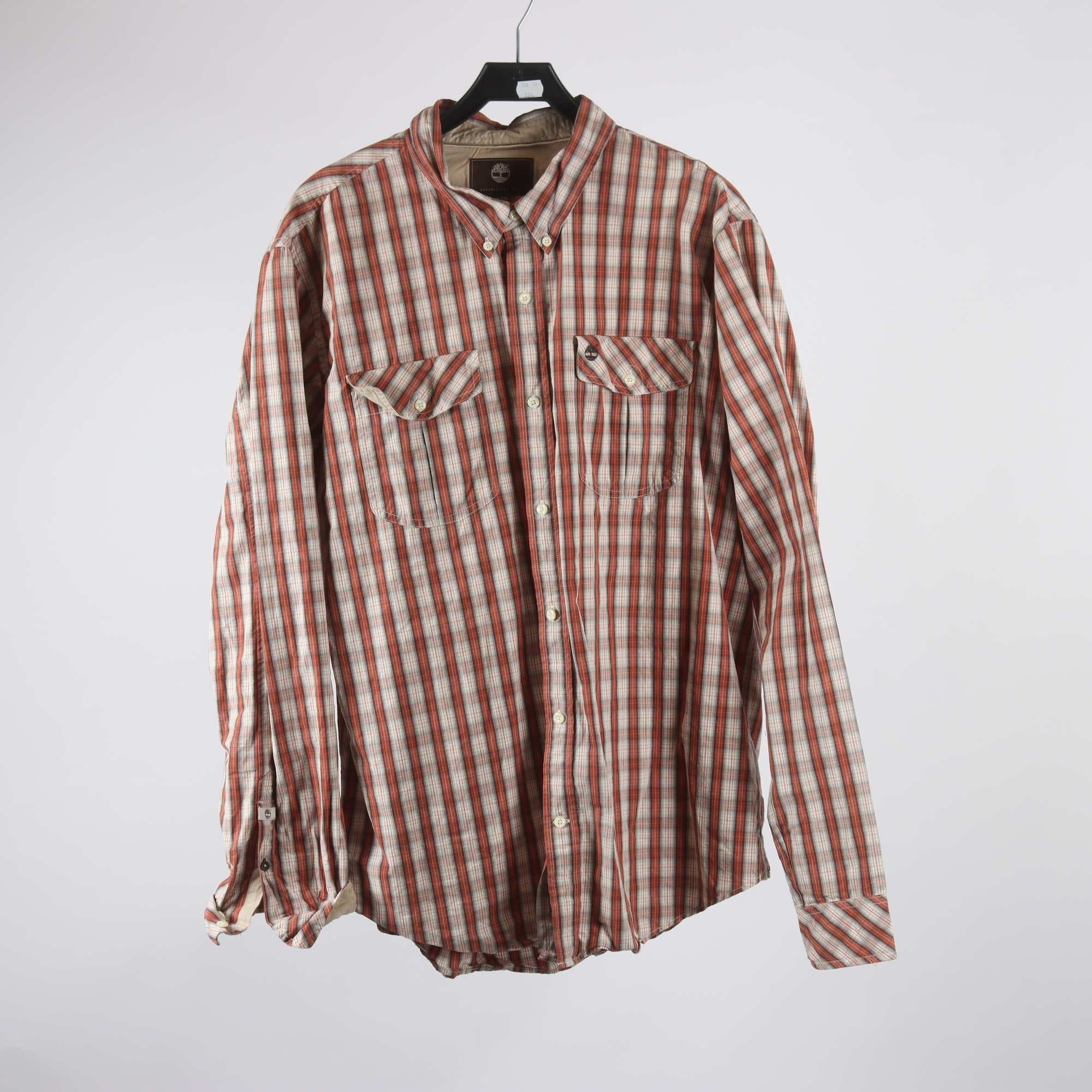 Skjorta, Timberland, rutig, vit, brun, stl. XXL.