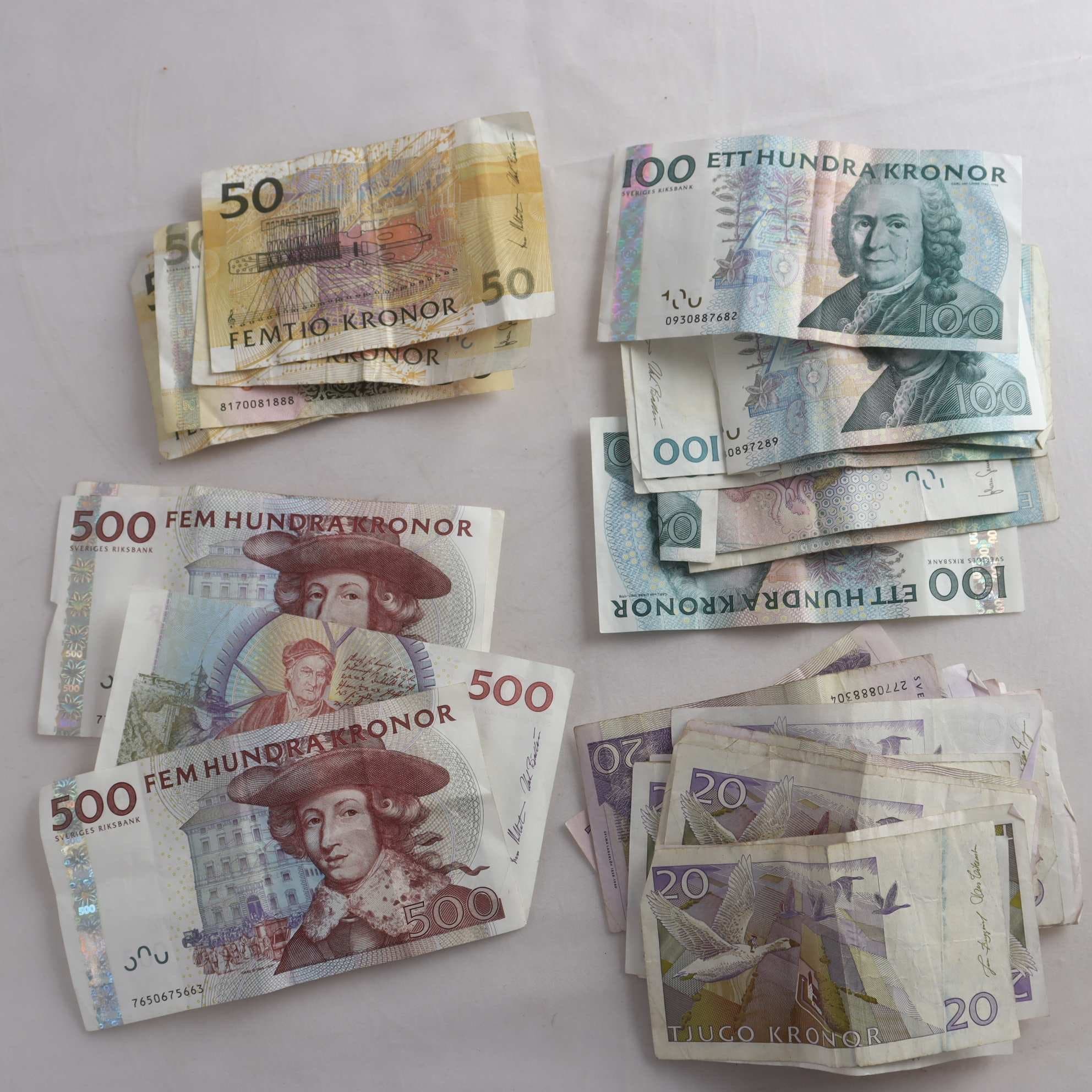 Samling med svenska sedlar