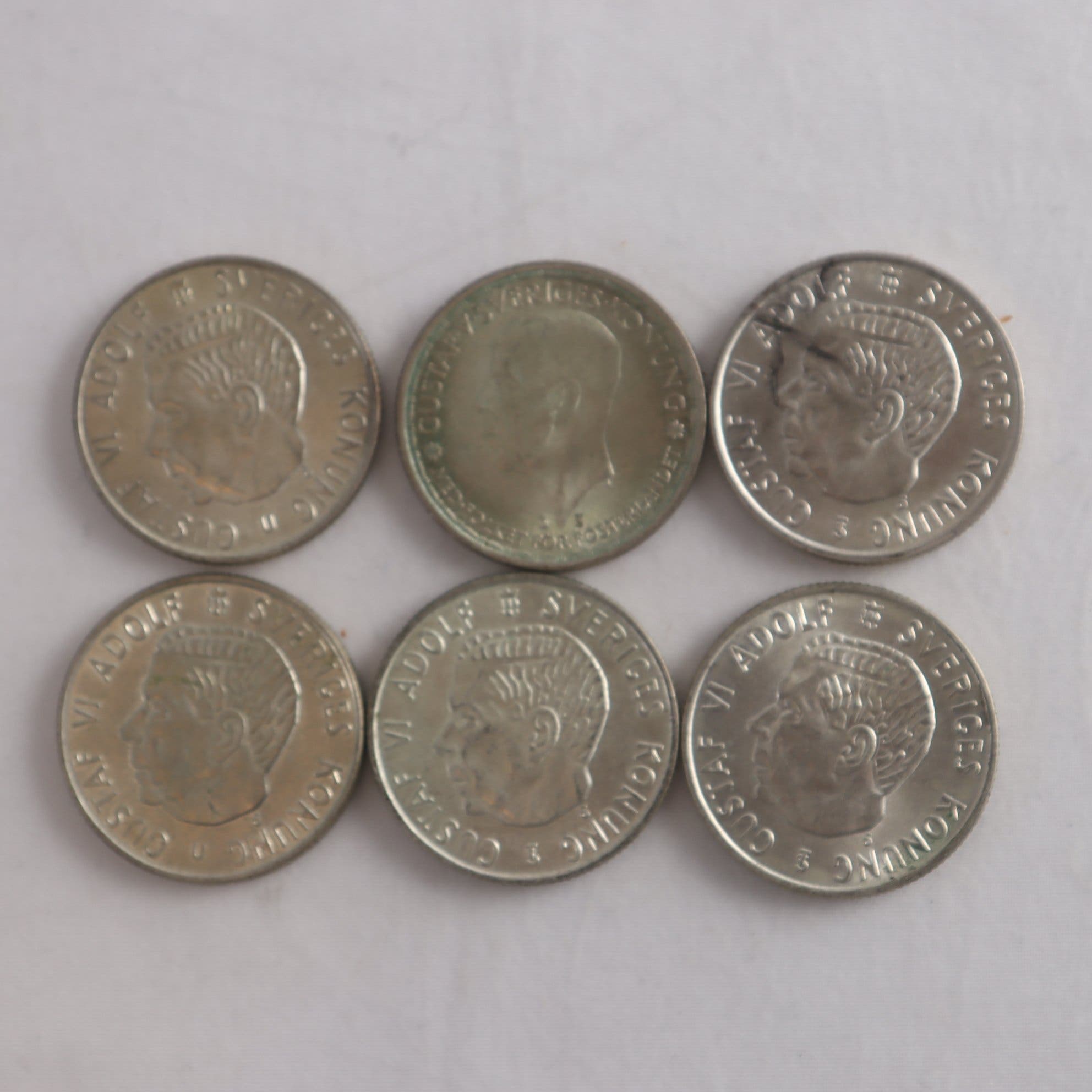 Svenska 2-kronor, 6 st, silver 40%