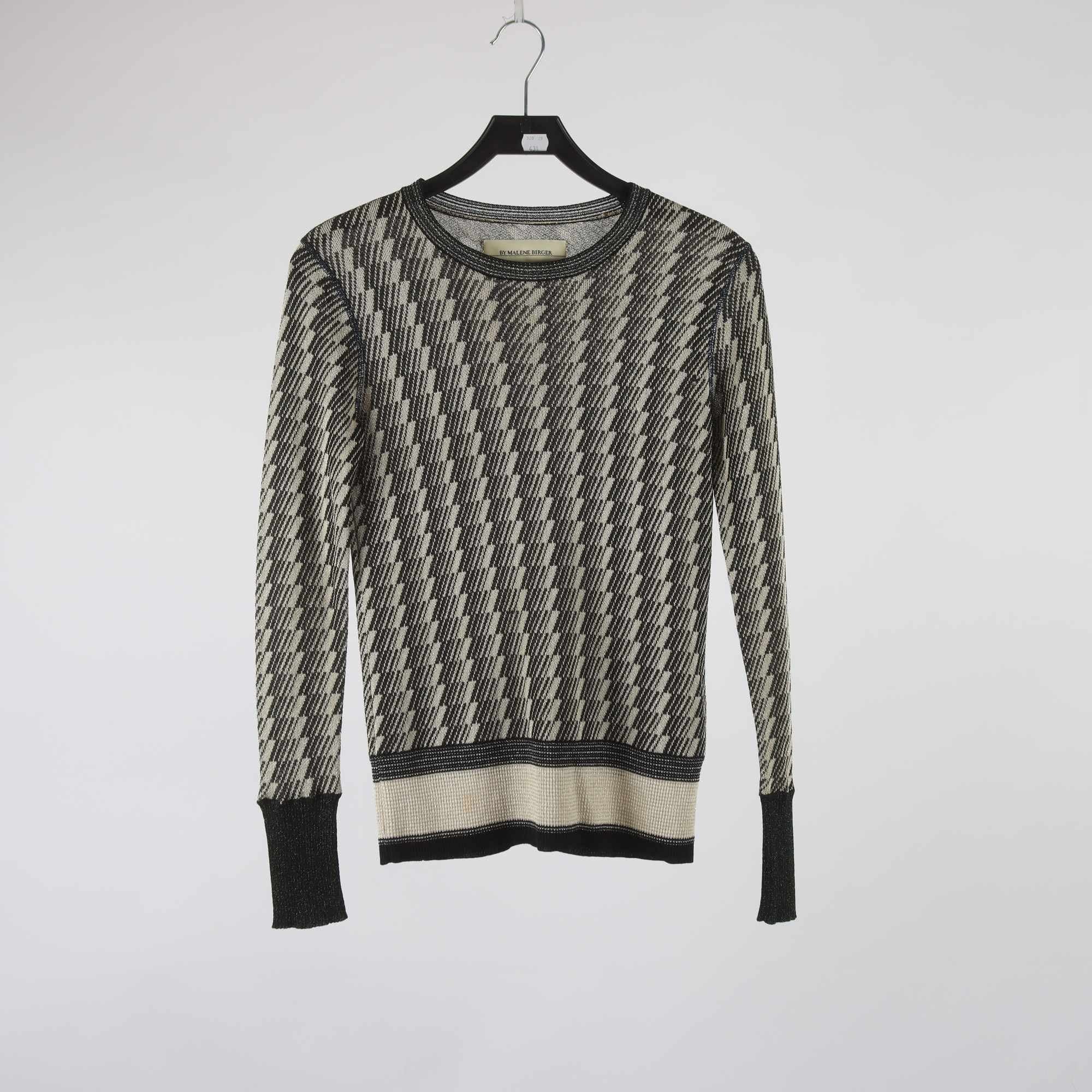 Tröja, By Malene Birger, svart, beige, silver/guld, stl. XXS.