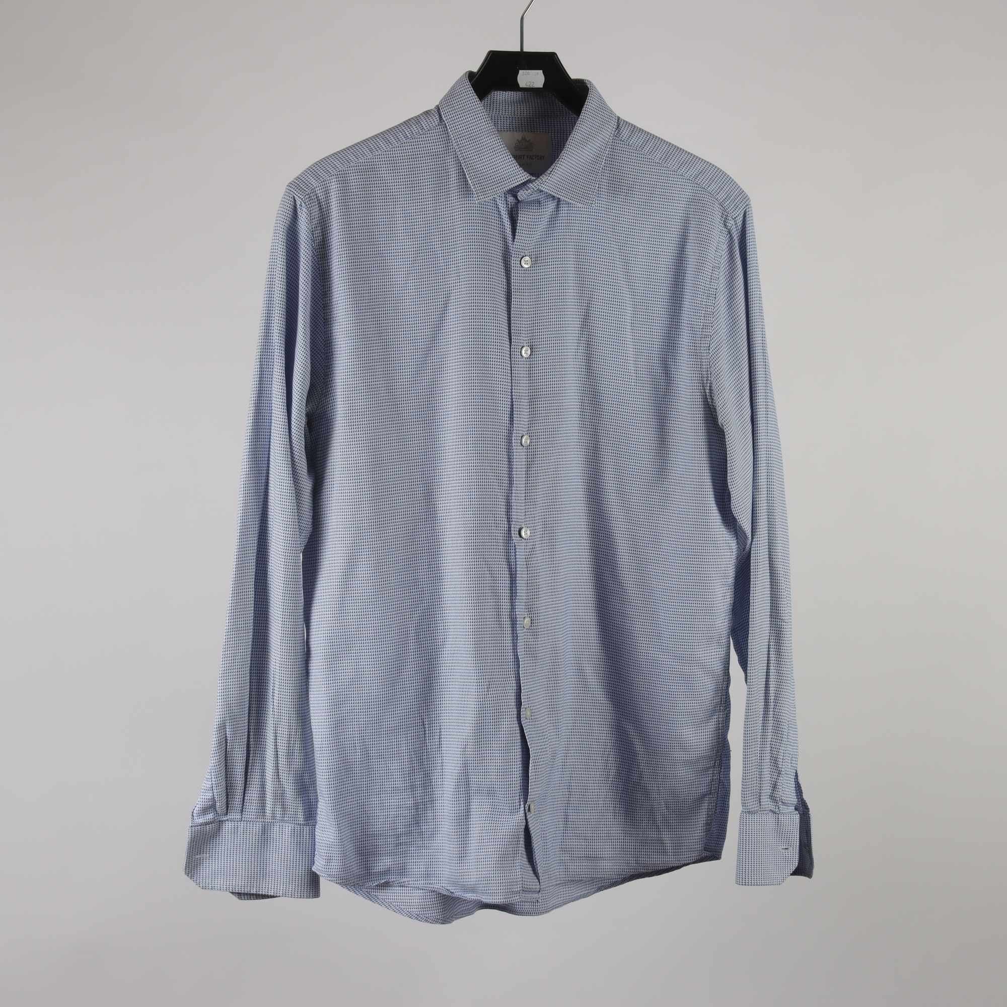 Skjorta, The Shirt Factory, vit, blå, slim fit, stl. 40.