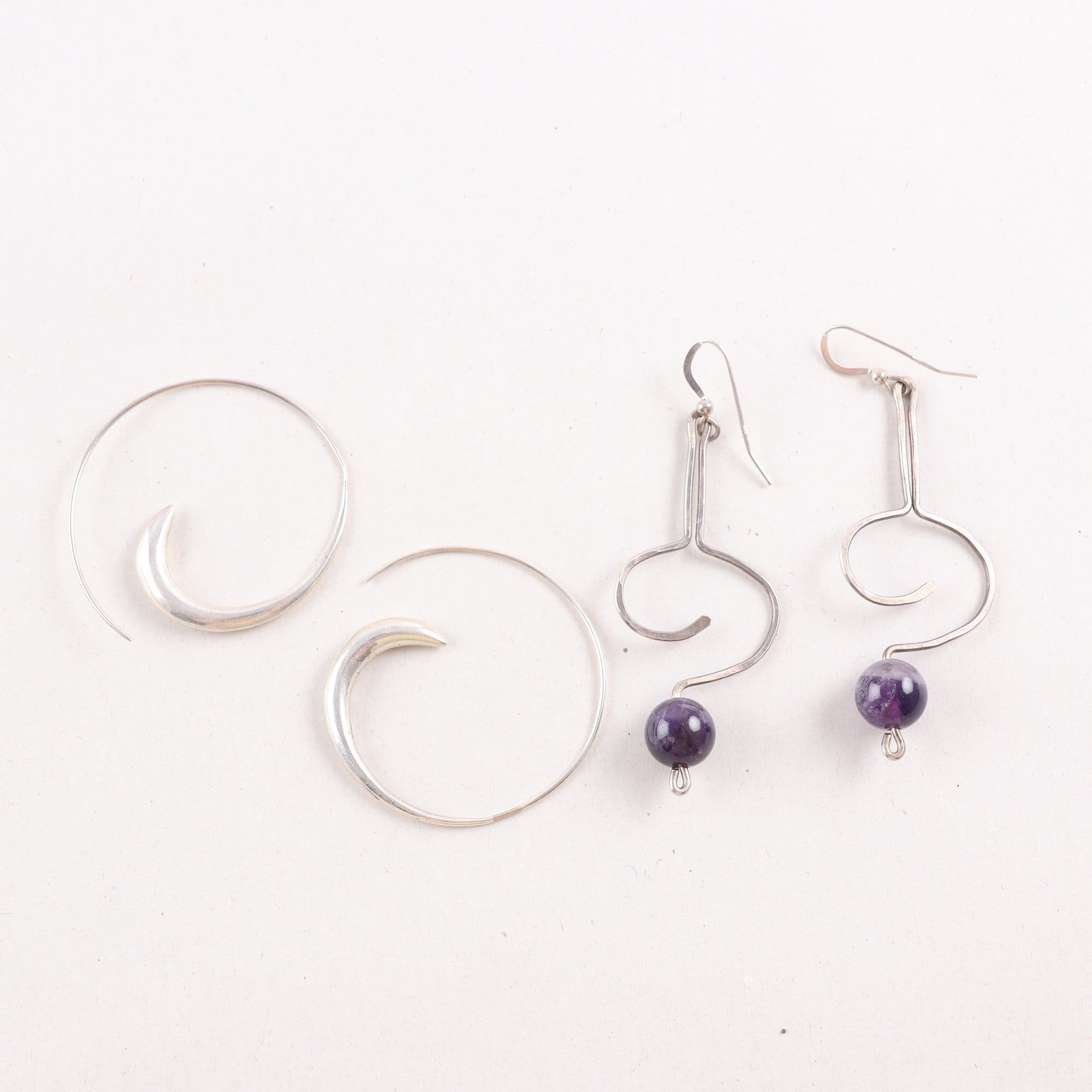 Örhängen, silver, glas