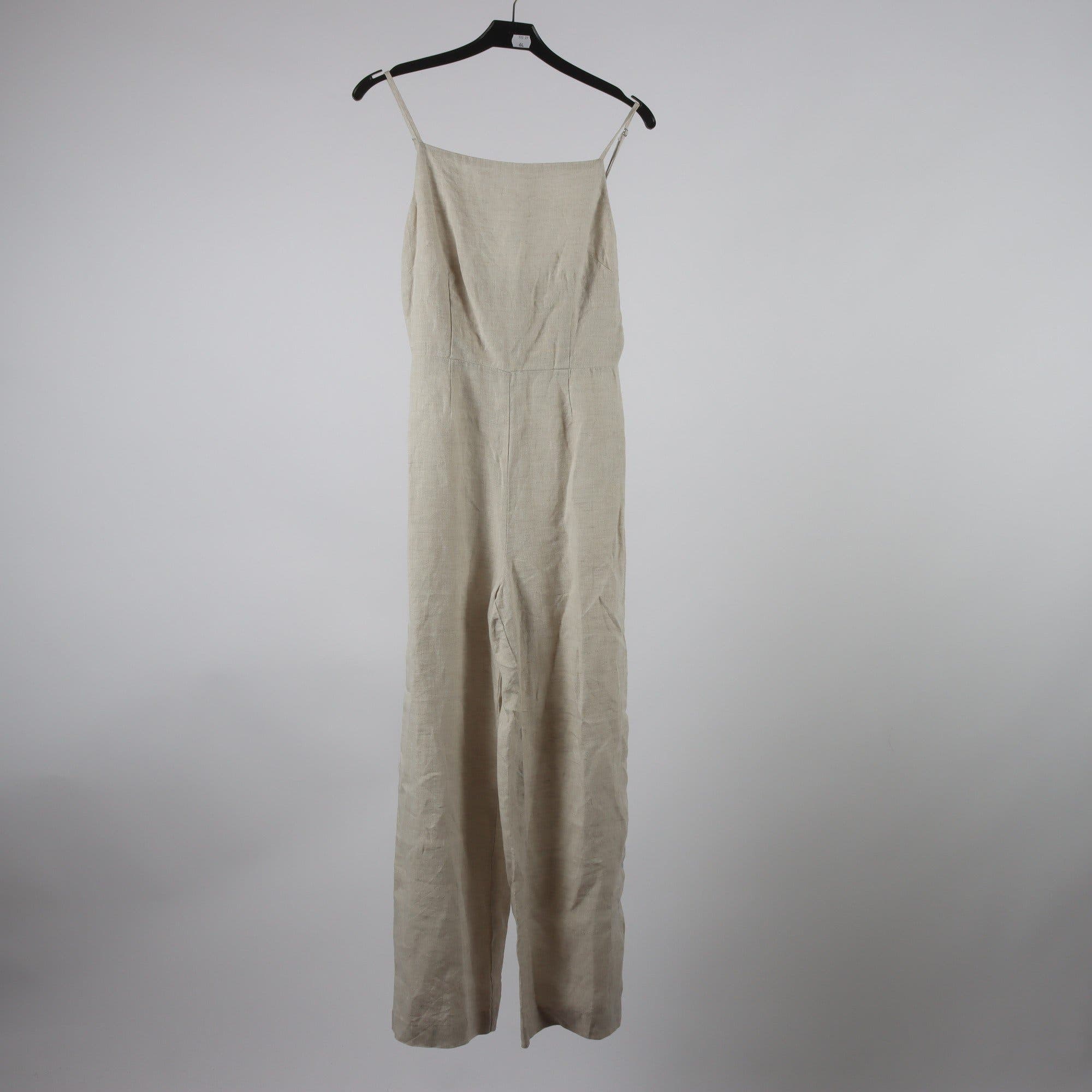 Byxdress, H&M, ljusbeige, 100% linne, stl. 36