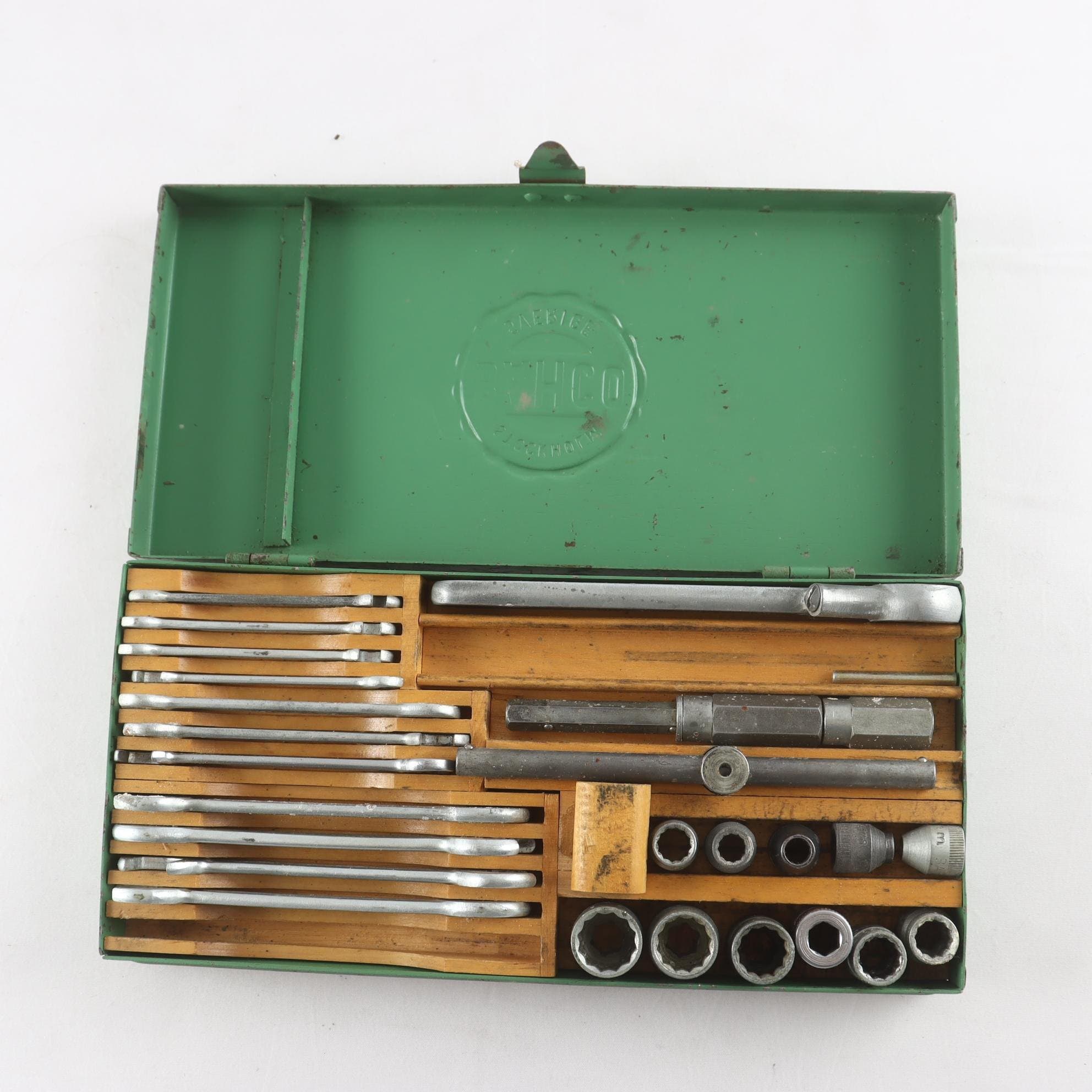Hylsnyckelset, Bahco,märkt med tre kronor, vintage.
