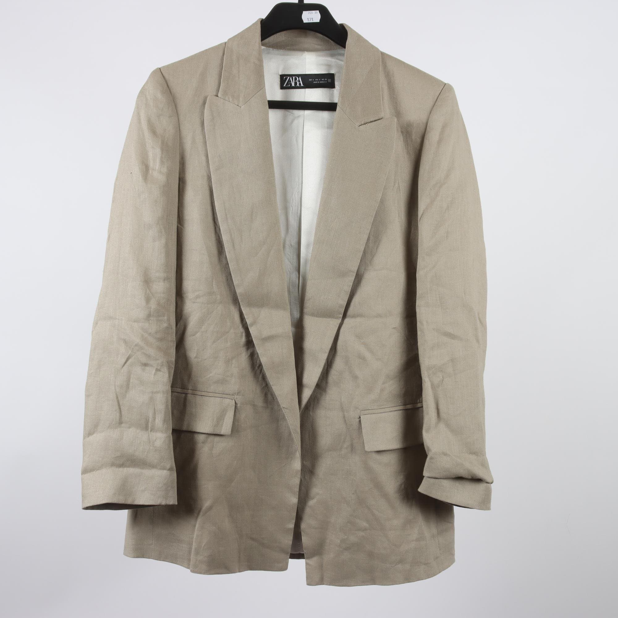 Kavaj, Zara, beige, linblandning, stl. S