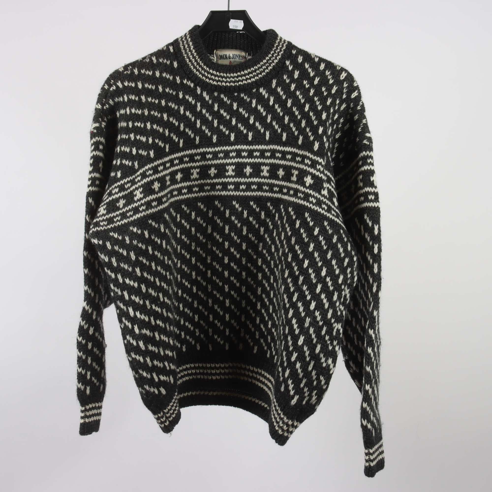 Tröja, Jack & Jones, svart, vit, 100% ull, stl. L
