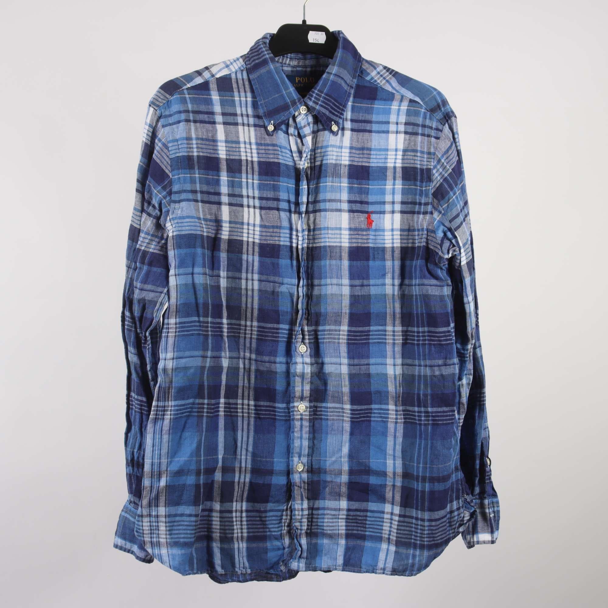Skjorta, Polo Ralph Lauren, blå, rutig, 100% linne, stl. M