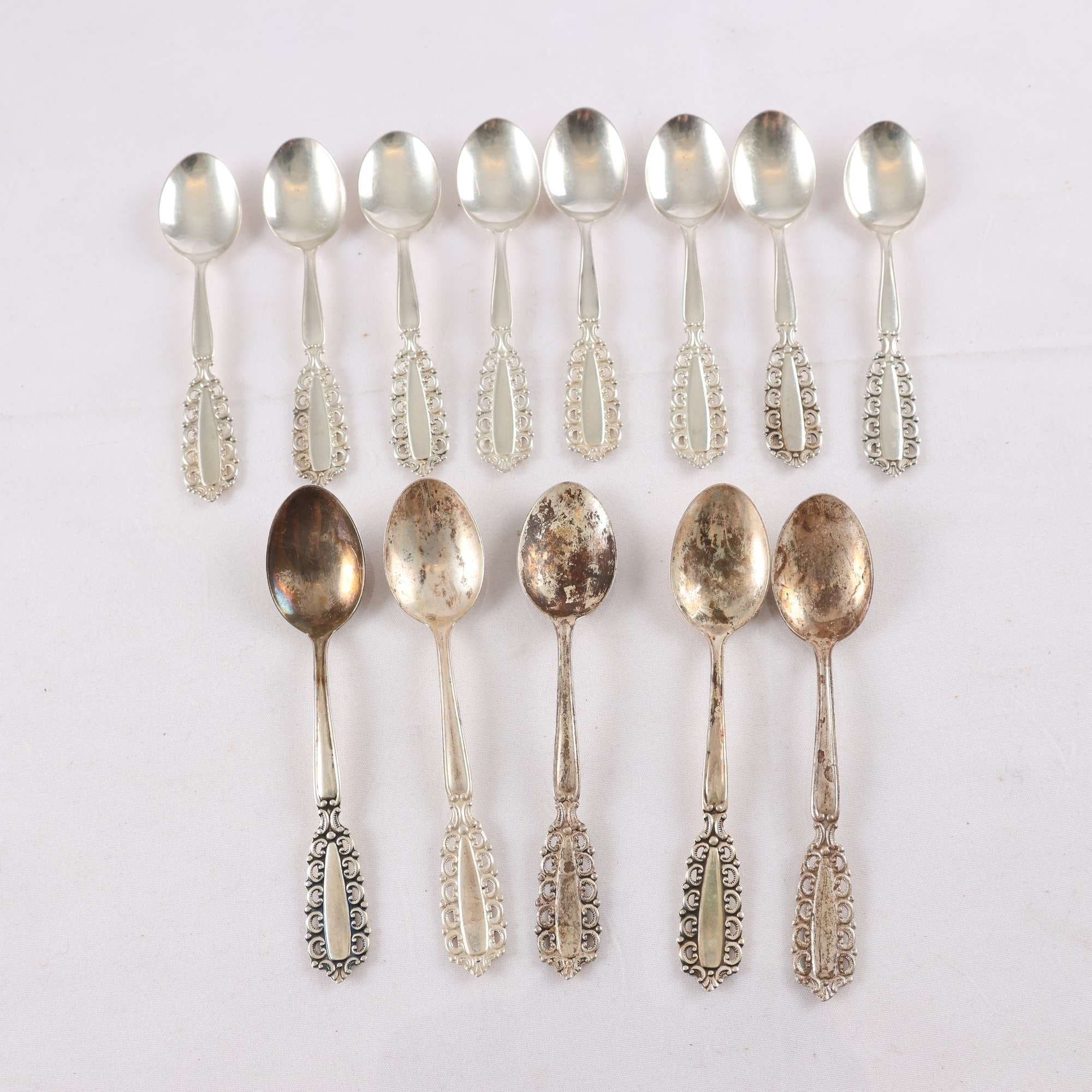 Teskedar, silver, kattfot, GAB