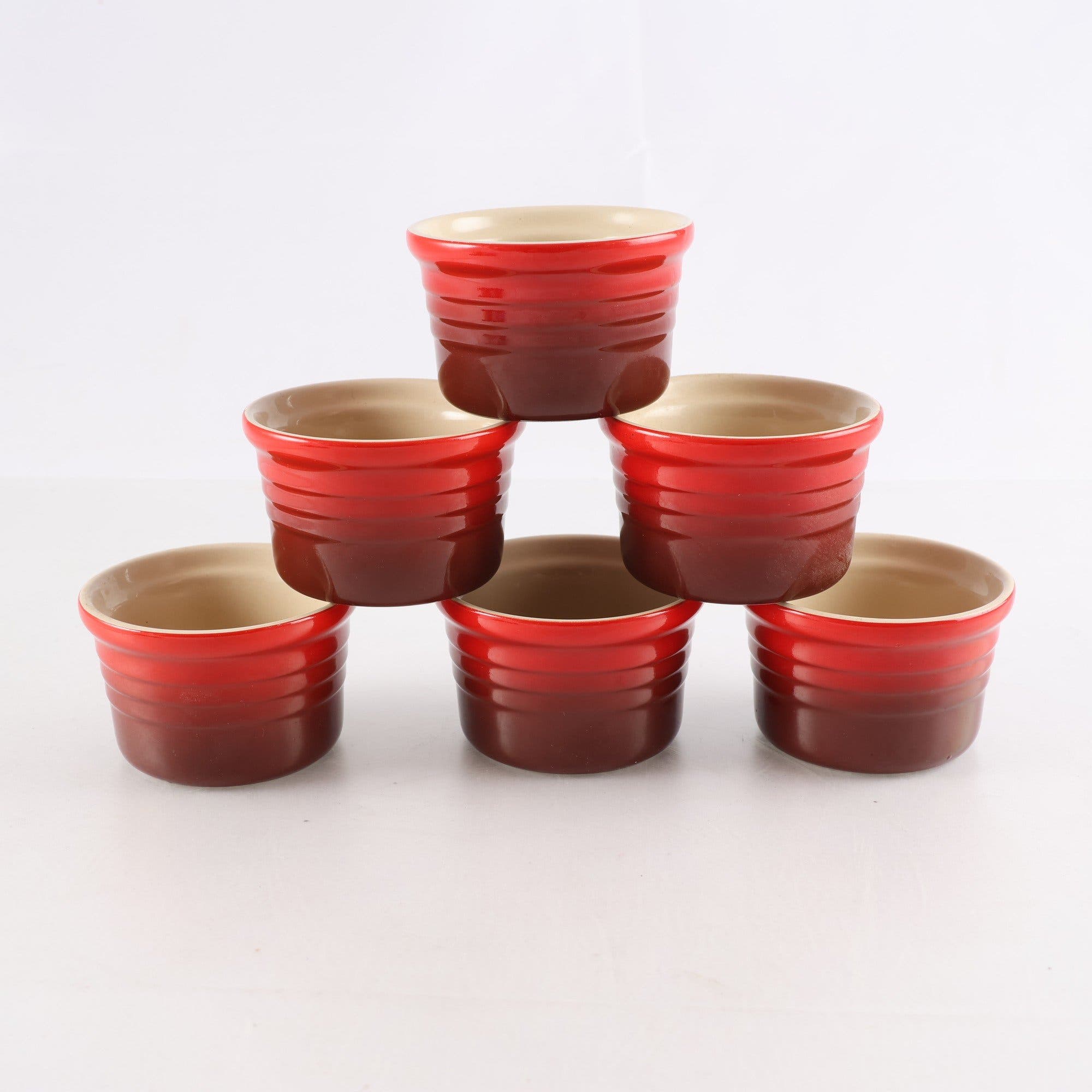 Ramekiner, Le Creuset, röda, stengods, 6 st.