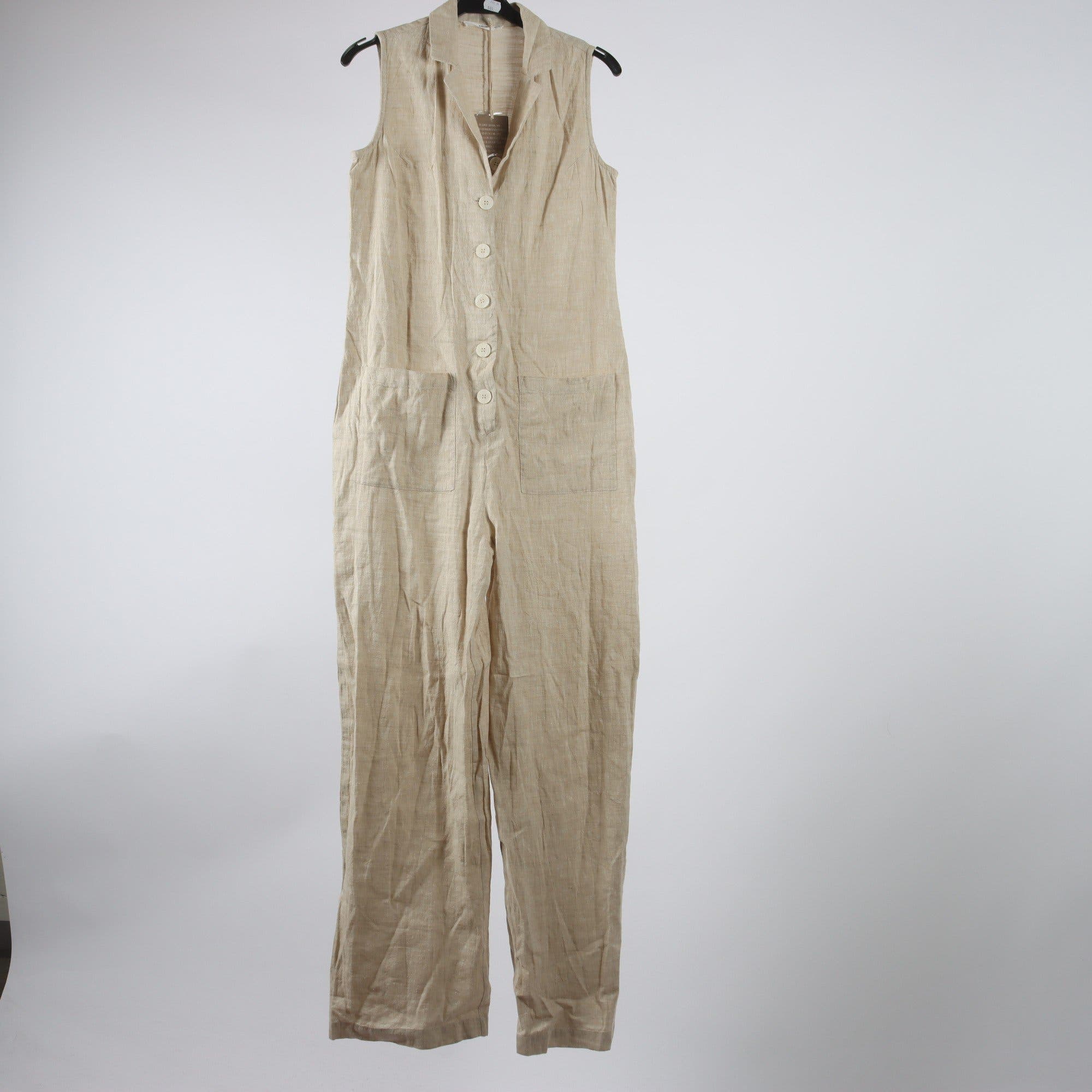 Byxdress, Mango, beige, linblandning, stl. S