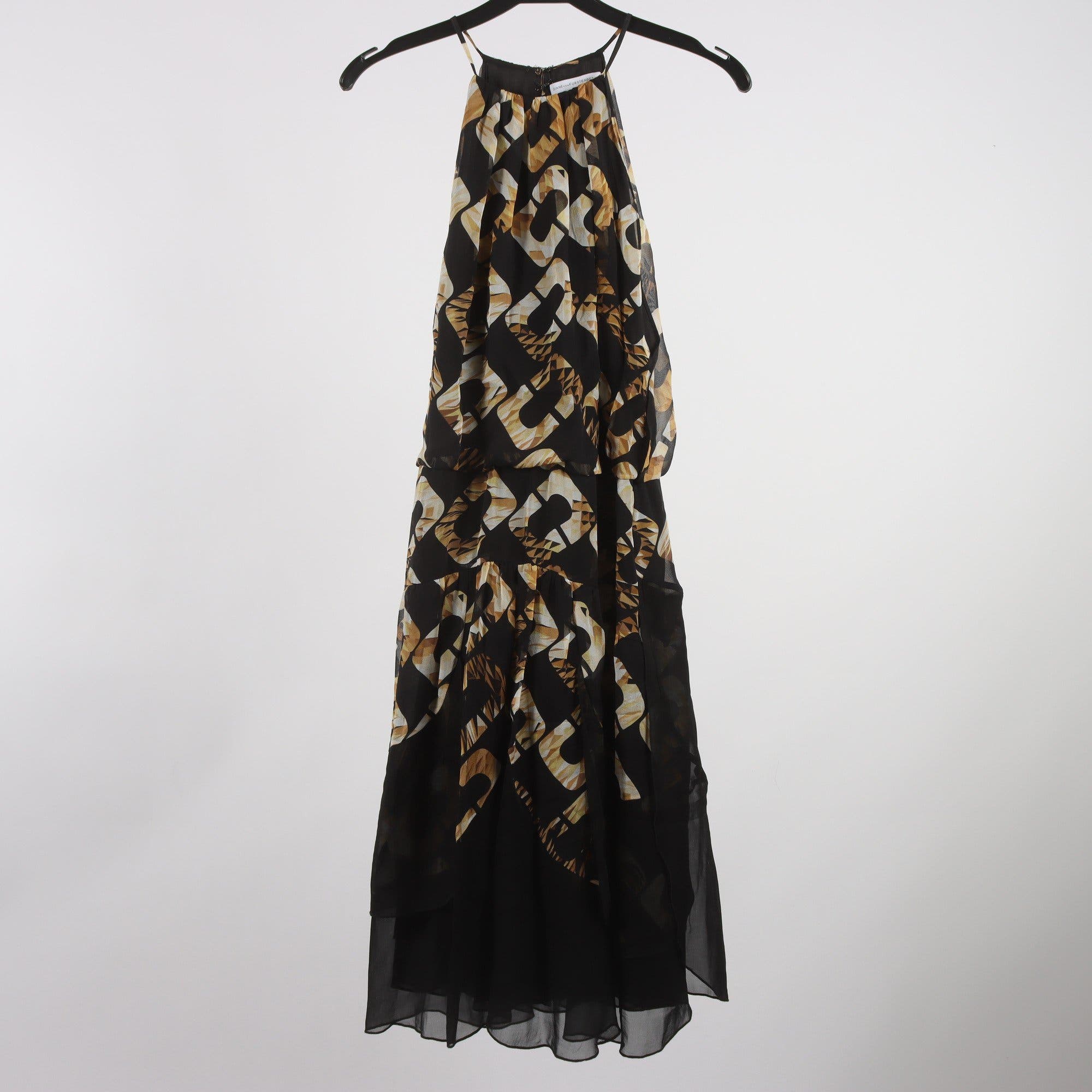 Klänning, Diane von Furstenberg, svart, mönstrad, 100% silke, stl. 4 (XS)