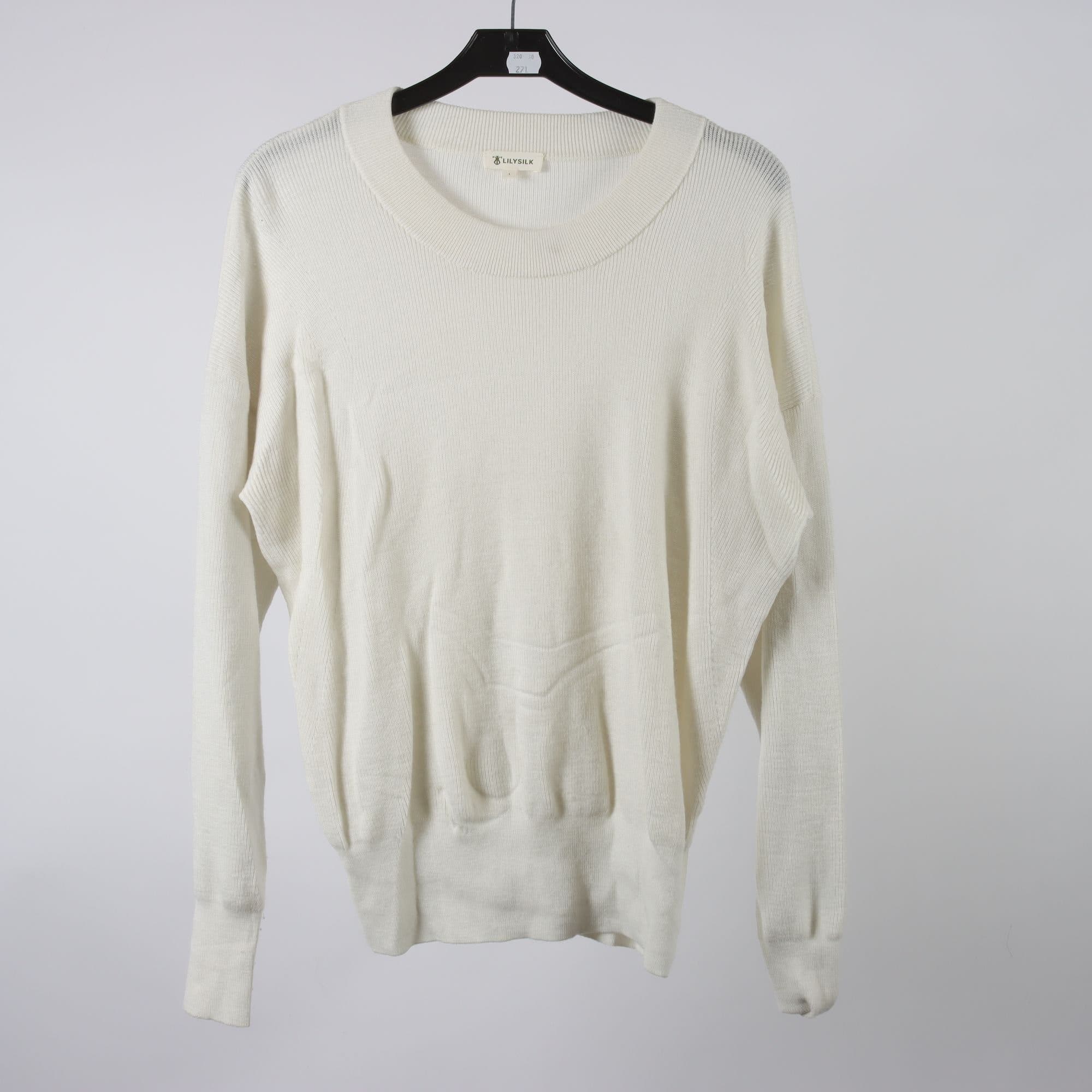 Tröja, Lilysilk, offwhite, 100% merino ull, stl. L.