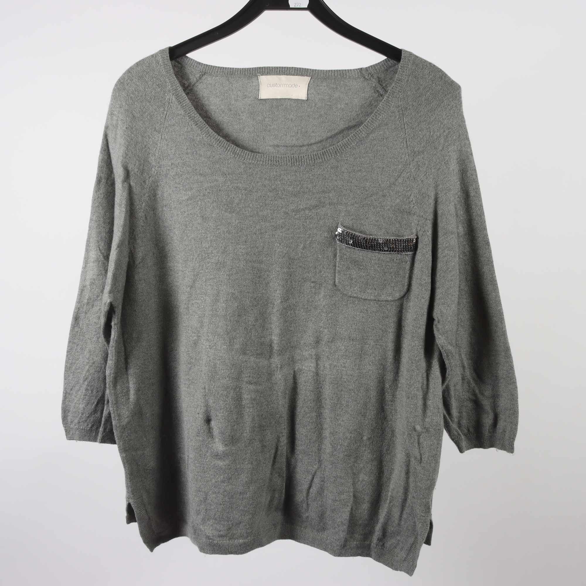 Tröja, Customade, grå, ull, angora, cashmere, stl. L.