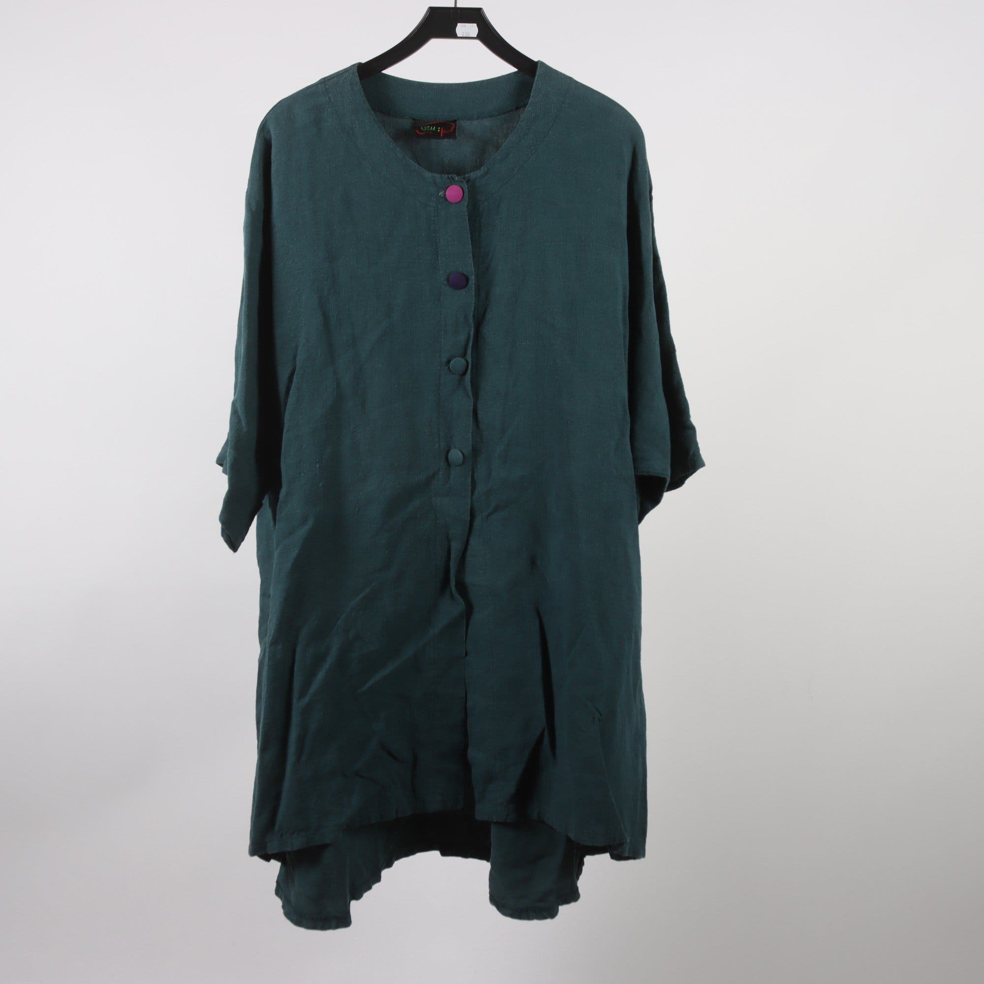Klänning, Olars Ulla, turkos, lin, stl. ca. XL-XXXL.