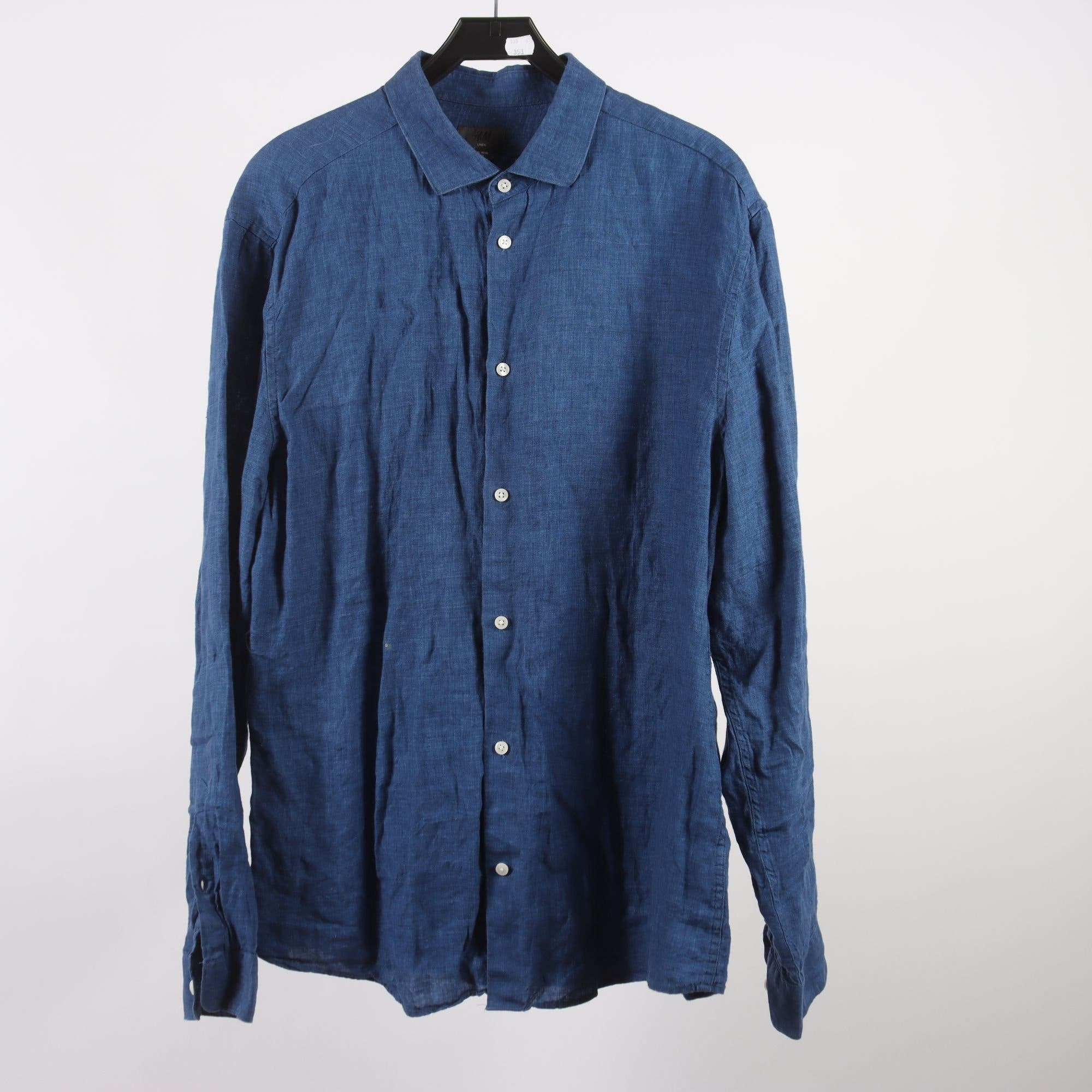 Skjorta, H&M, blå, 100% lin, stl. XXL.