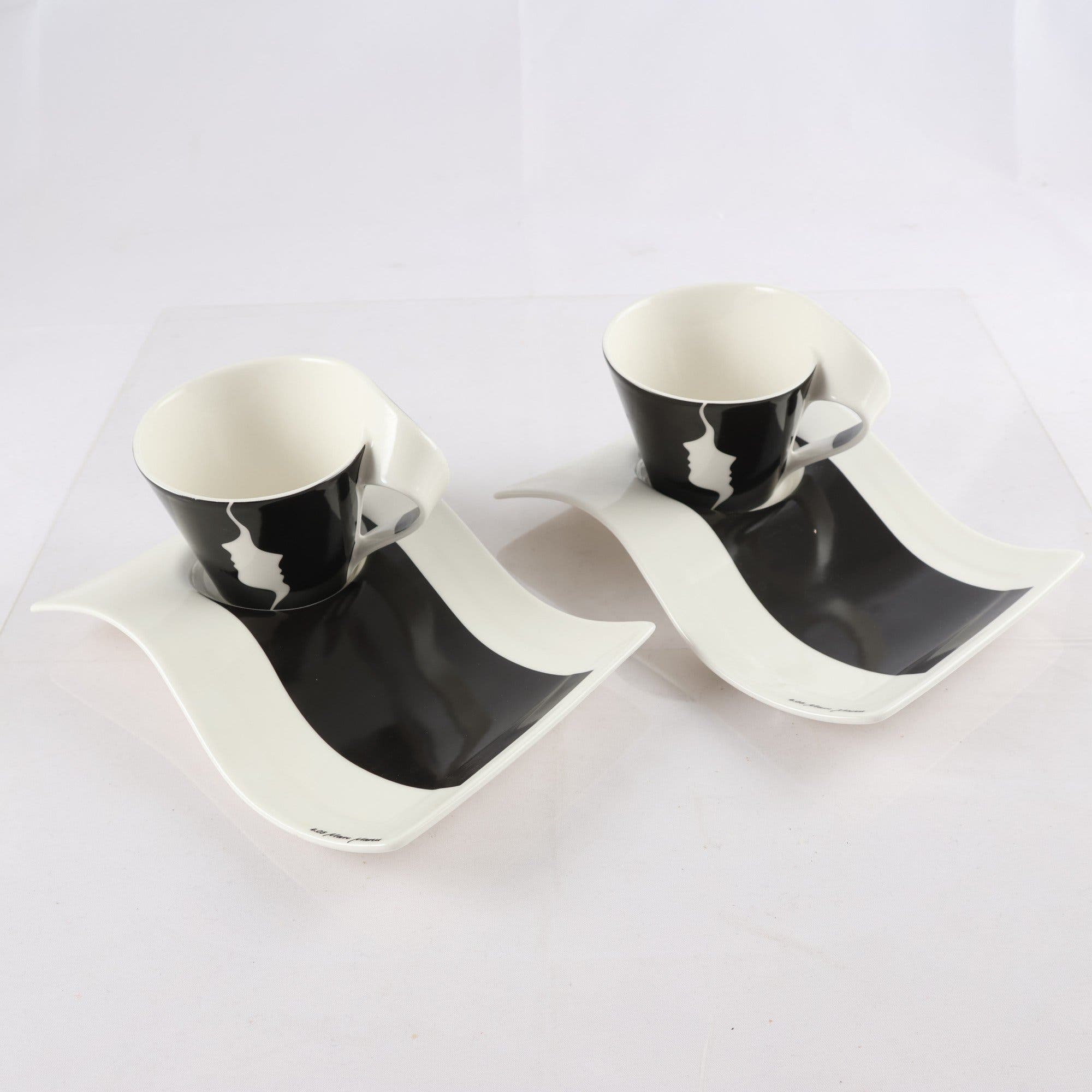 Kaffekoppar med fat, NewWave, Marc Mann, Villeroy & Boch, 2 st. Samfraktas ej.