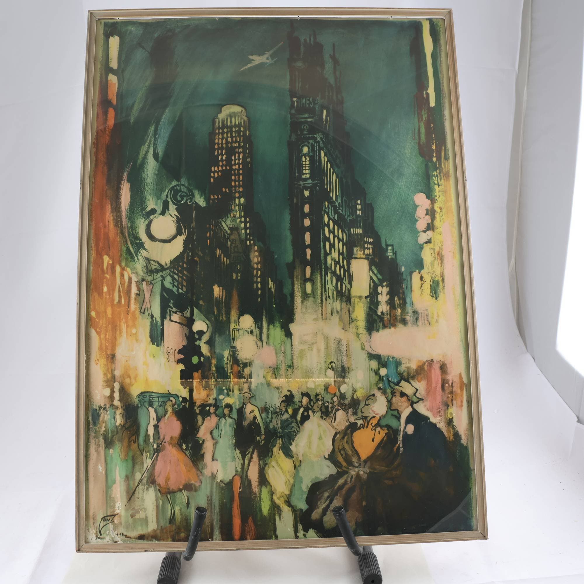 Färglitografiskt tryck, SAS, Times Square, Otto Nielsen, Endast avhämtning.