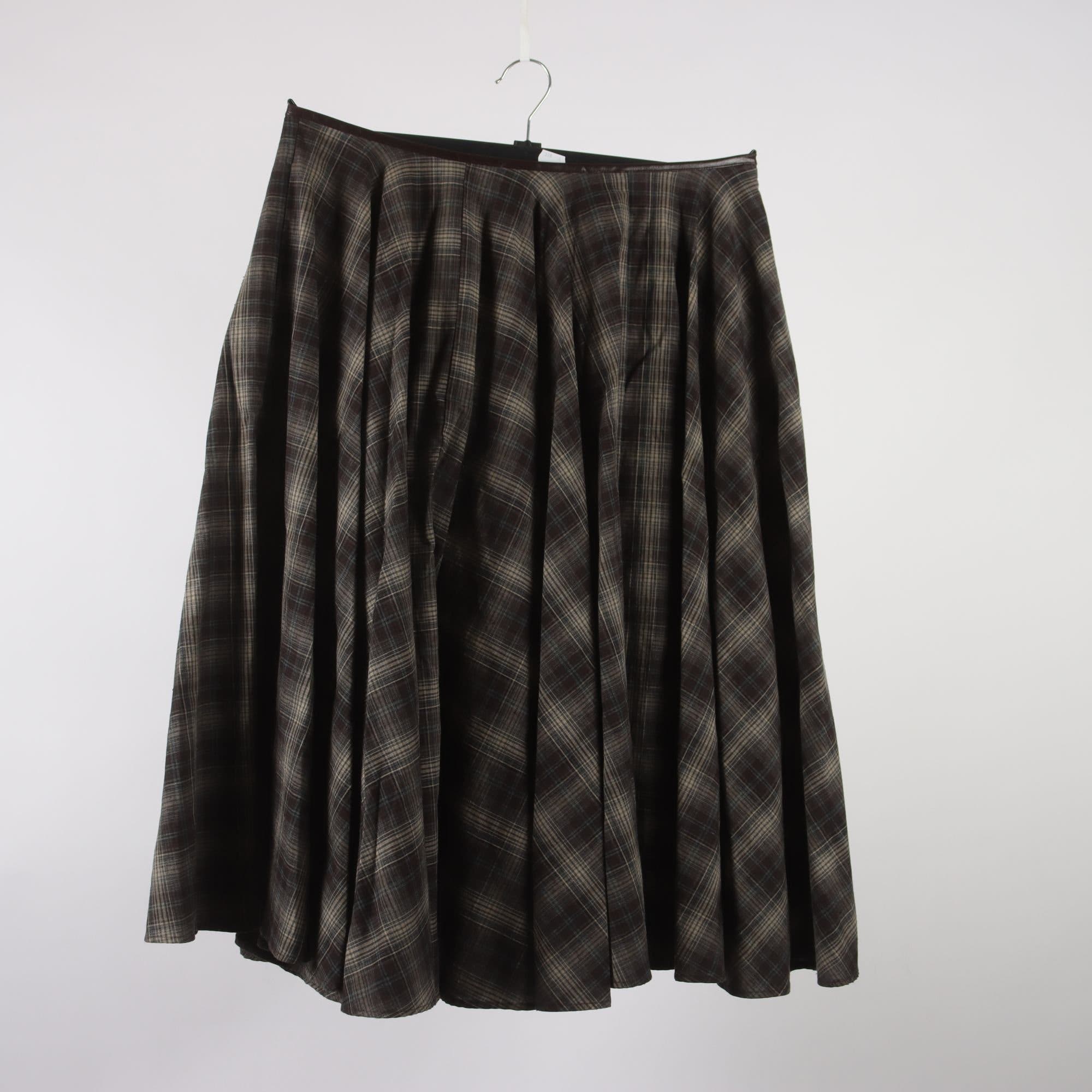 Kjol, H&M Edition, rutig, brun, blå, stl. 40