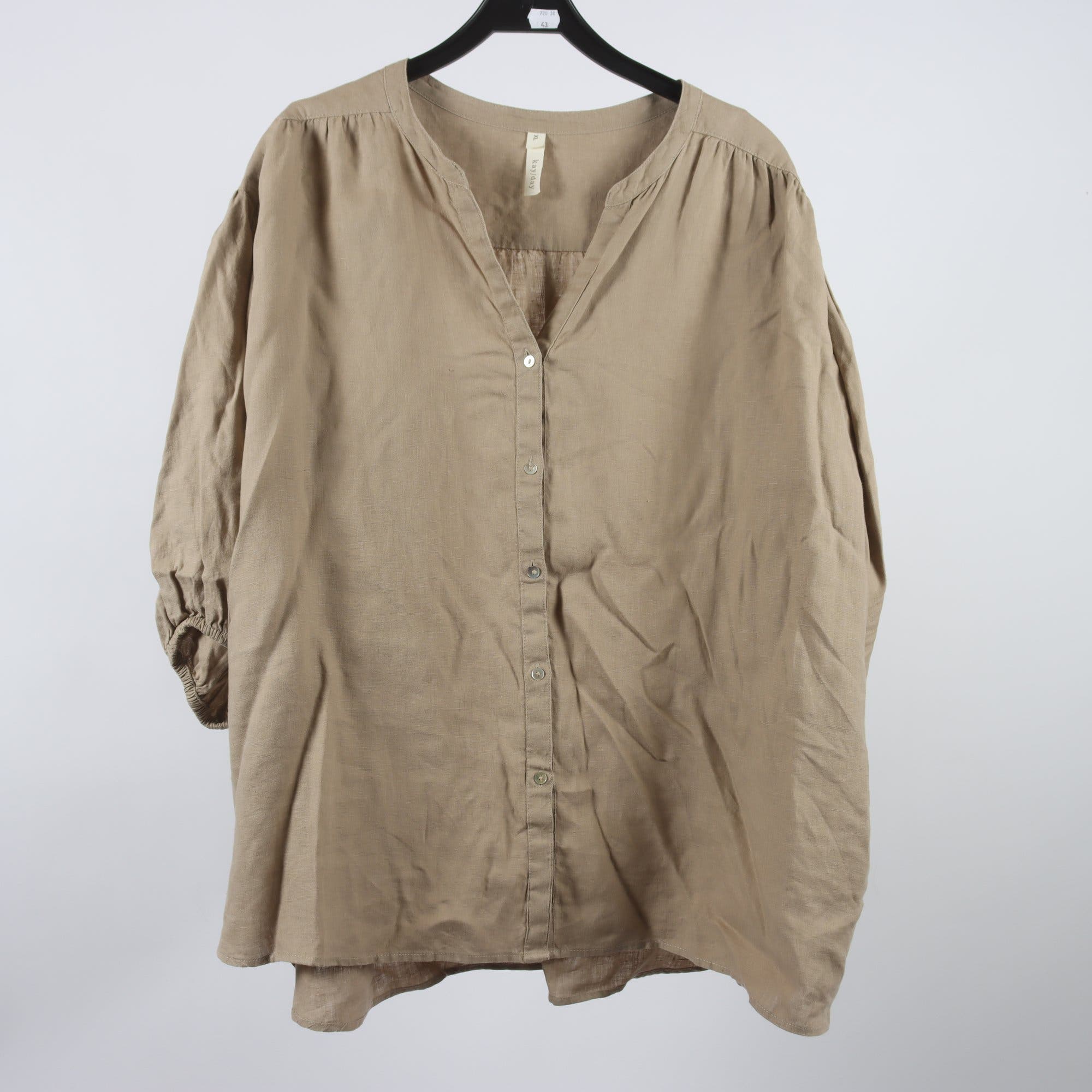 Blus/skjorta, Kay/day, beige, 100% linne, stl. XL