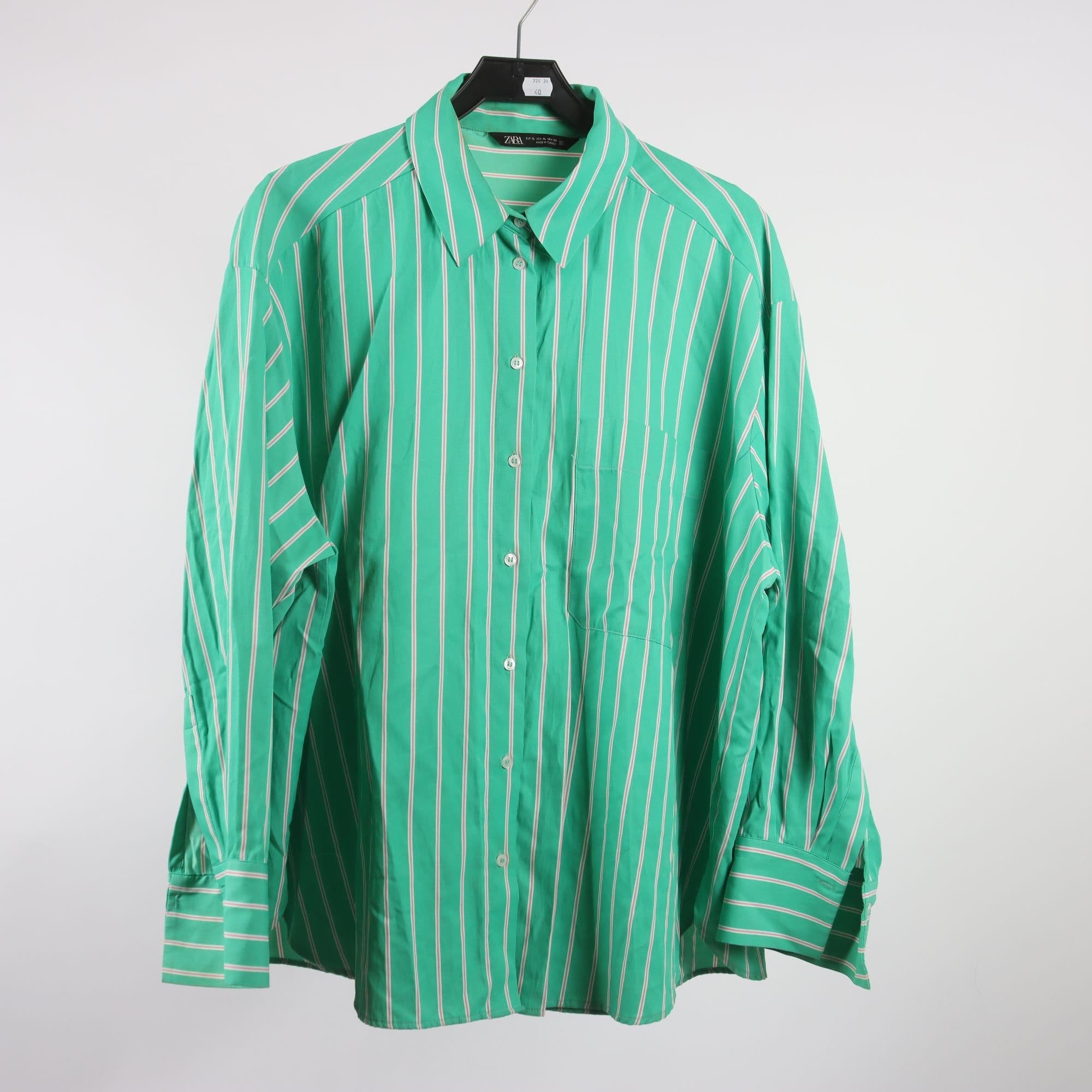 Skjorta, Zara, grön, randig, stl. XL