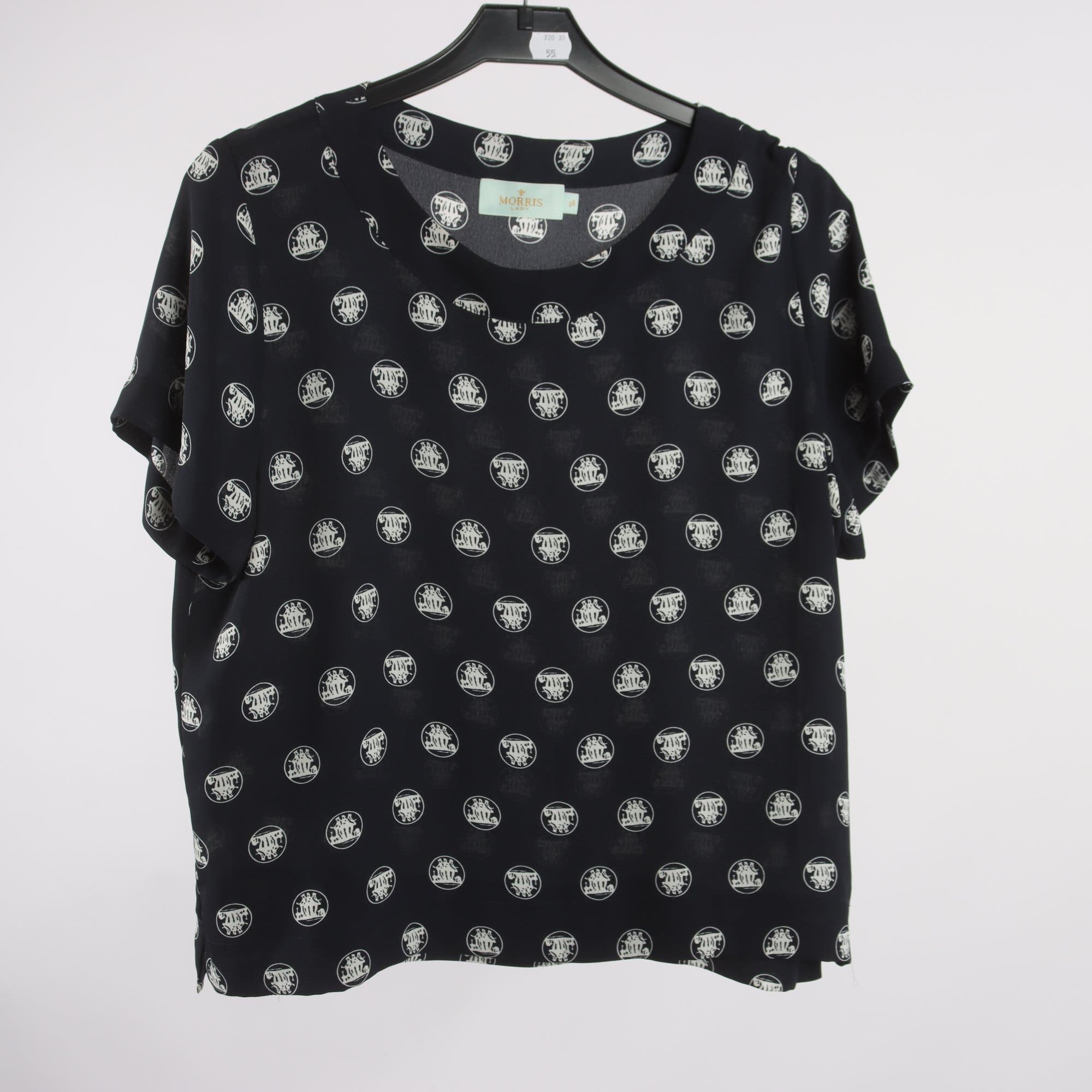 Blus, Morris, blå, vit, stl. 38