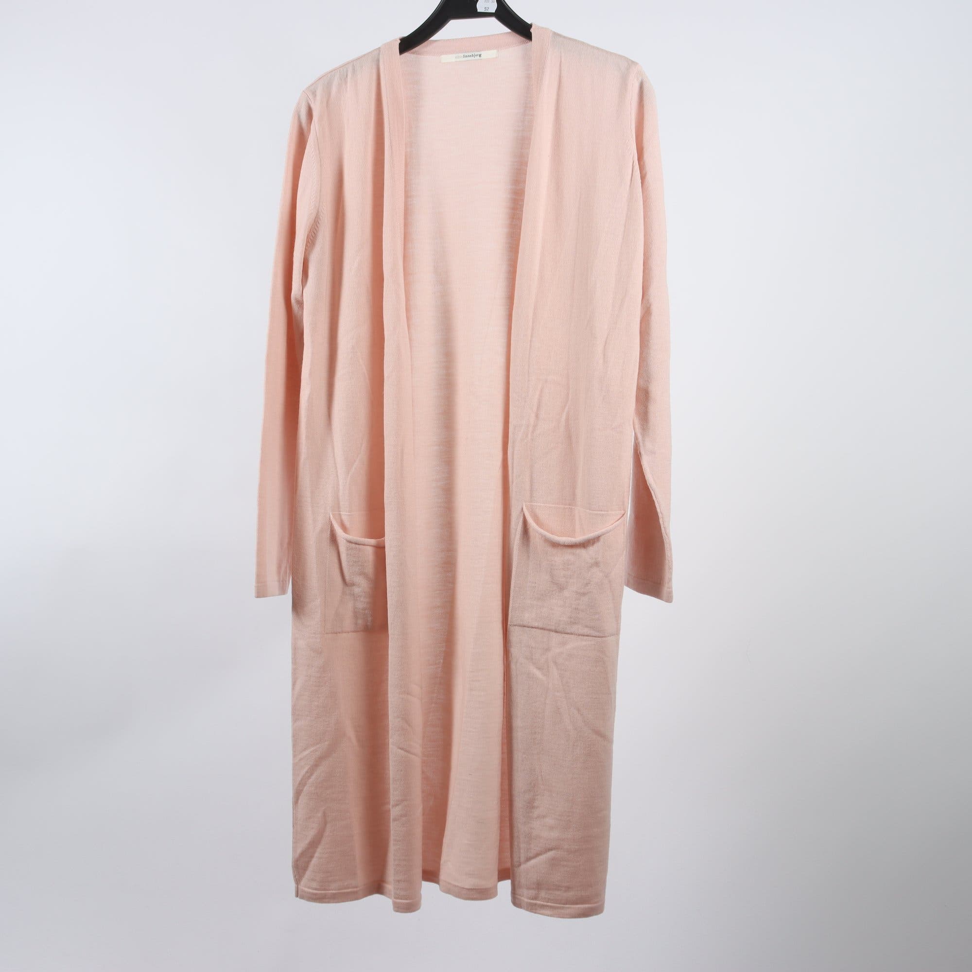 Kofta, lång, Sibin Linnebjerg, rosa, 100% merino ull, stl. XL