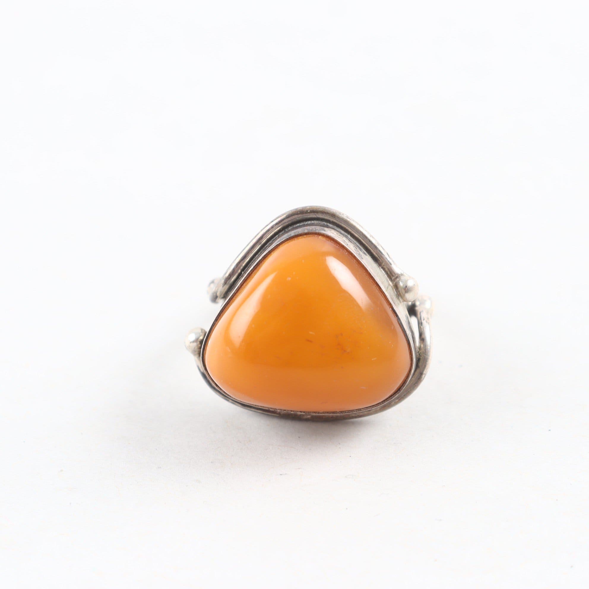 Ring med organge sten, Silver 925.