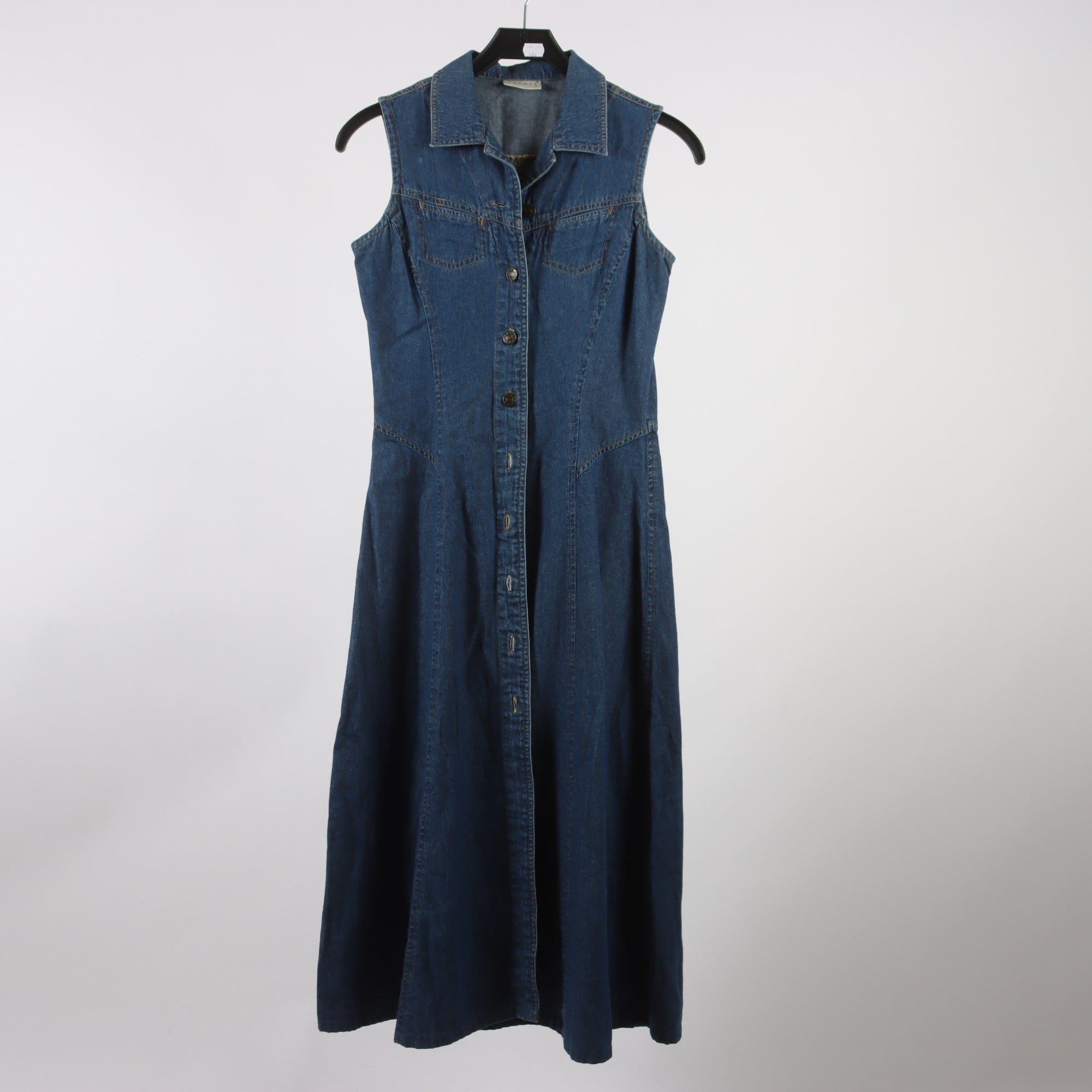 Jeansklänning, Hennes, blå, retro, stl. 34.