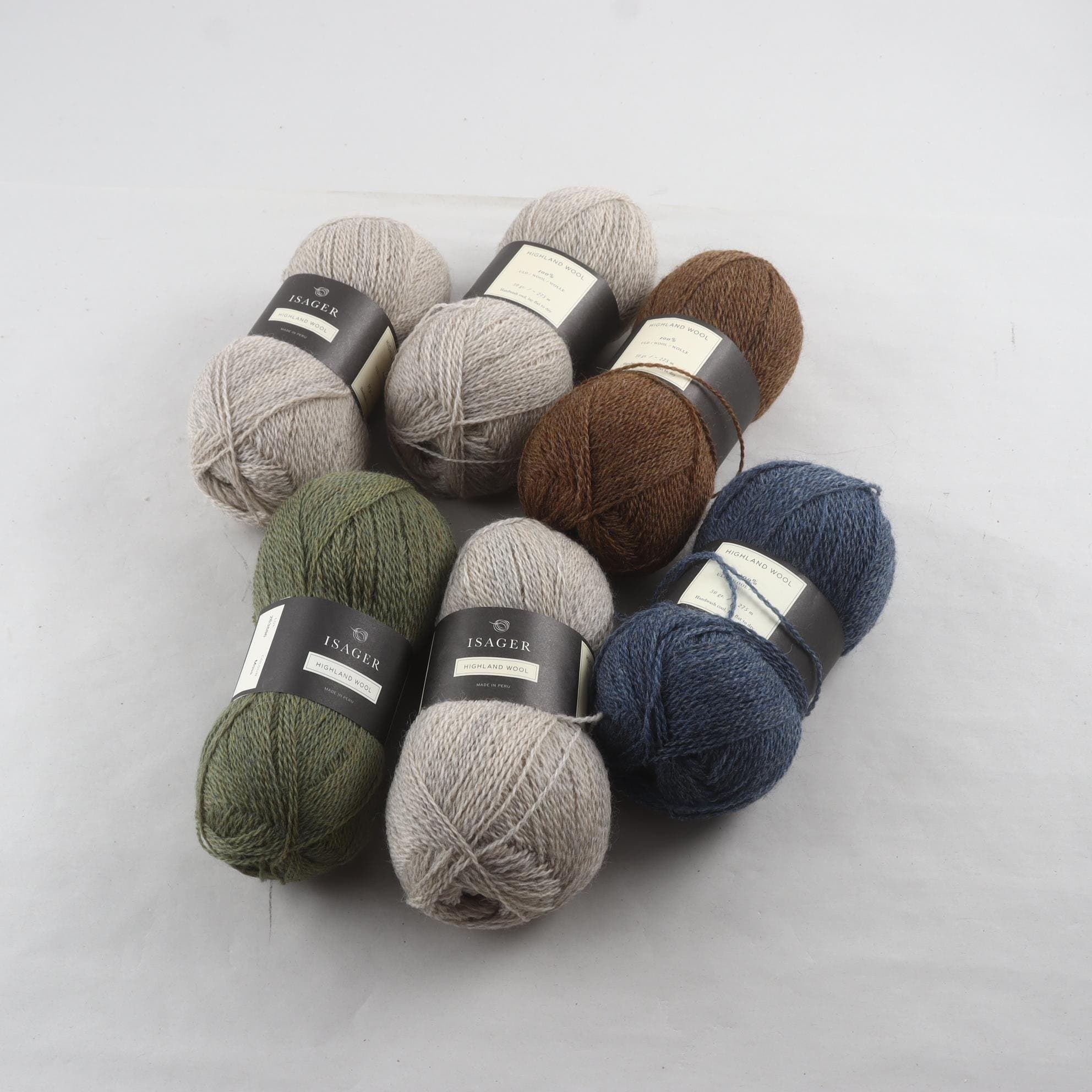 6 st garn, Isager ”Highland Wool”, 100 ull