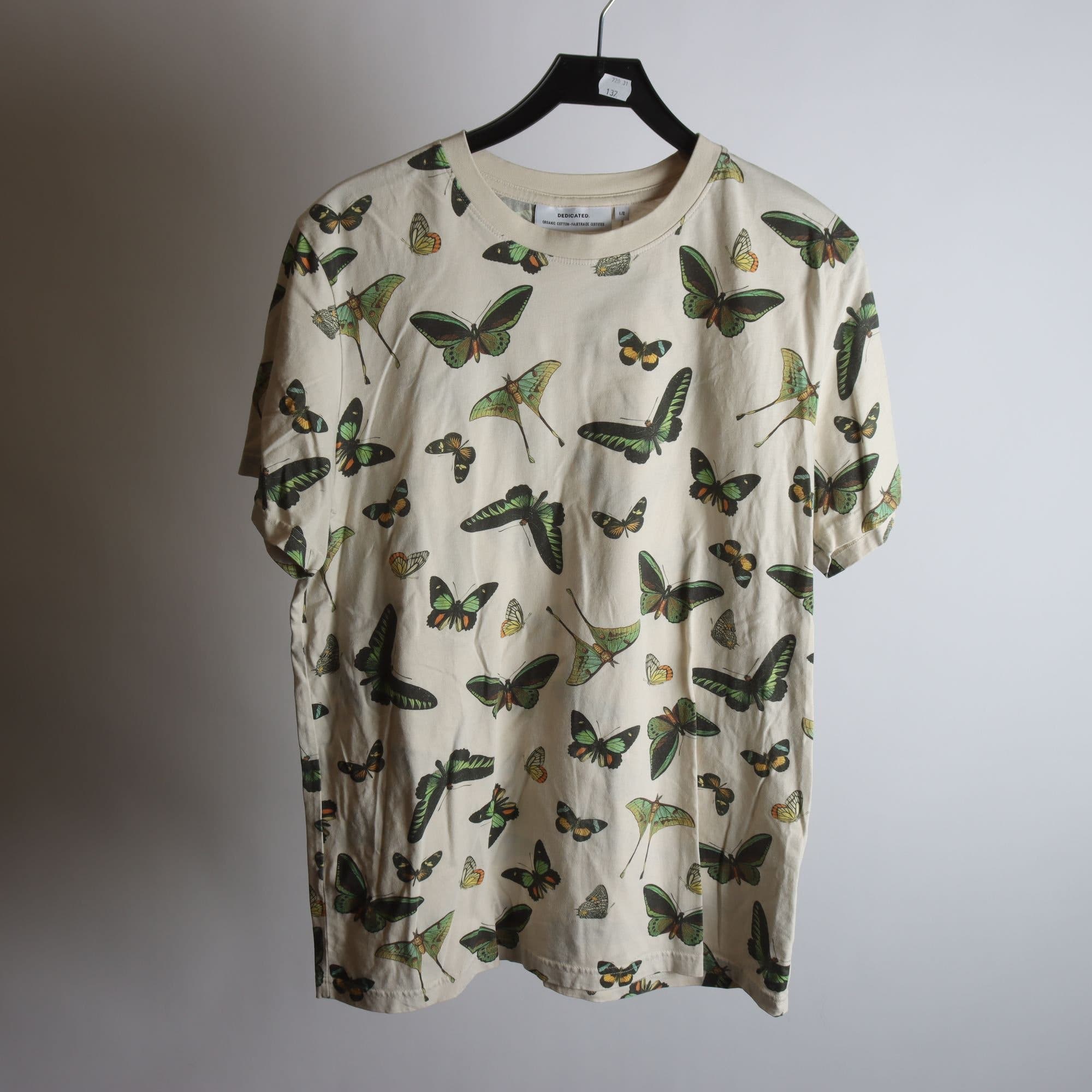 T-shirt, Dedicated, offwhite, fjärilar, stl. L