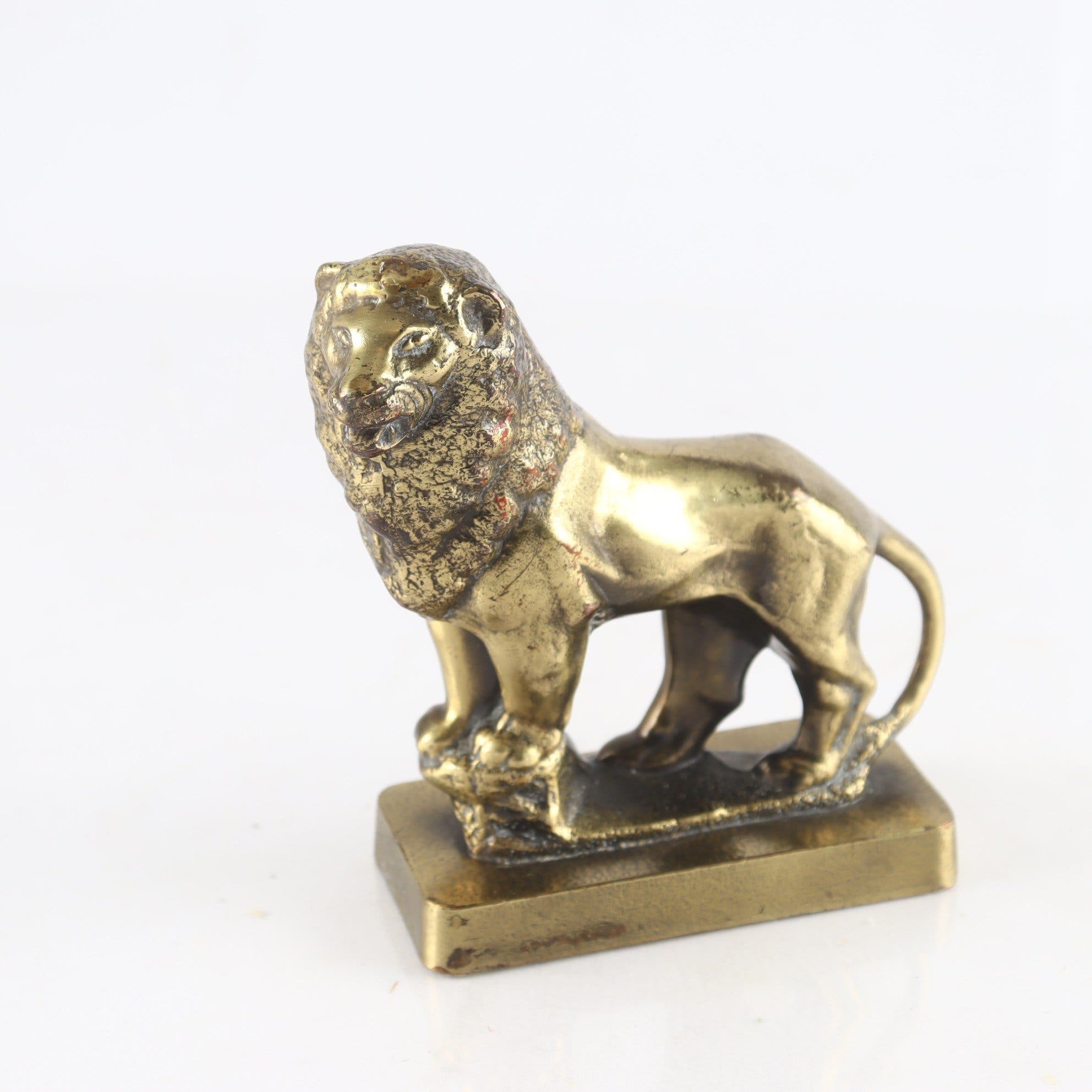 Skulptur, lejon, mässing, stämpel: Made in Sweden