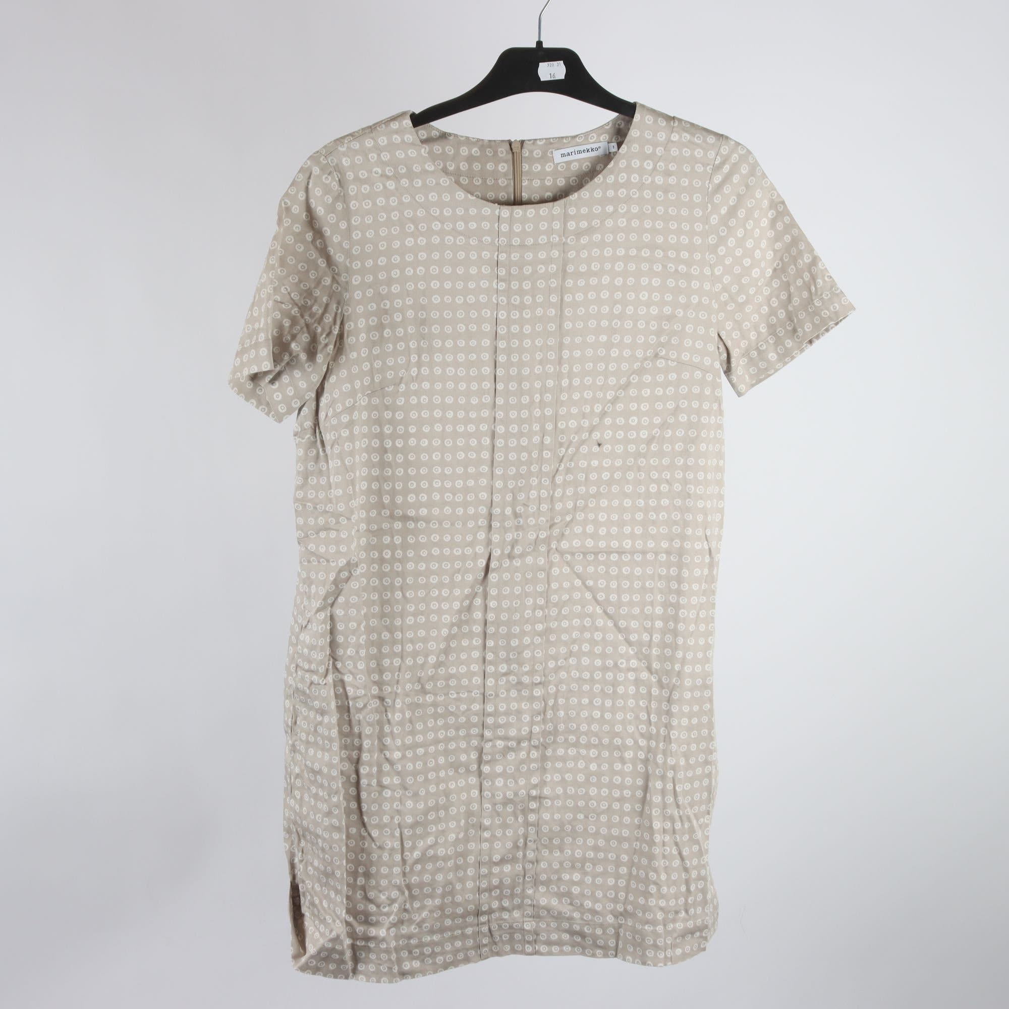 Klänning, Marimekko, beige, vit, mönstrad, stl. 38