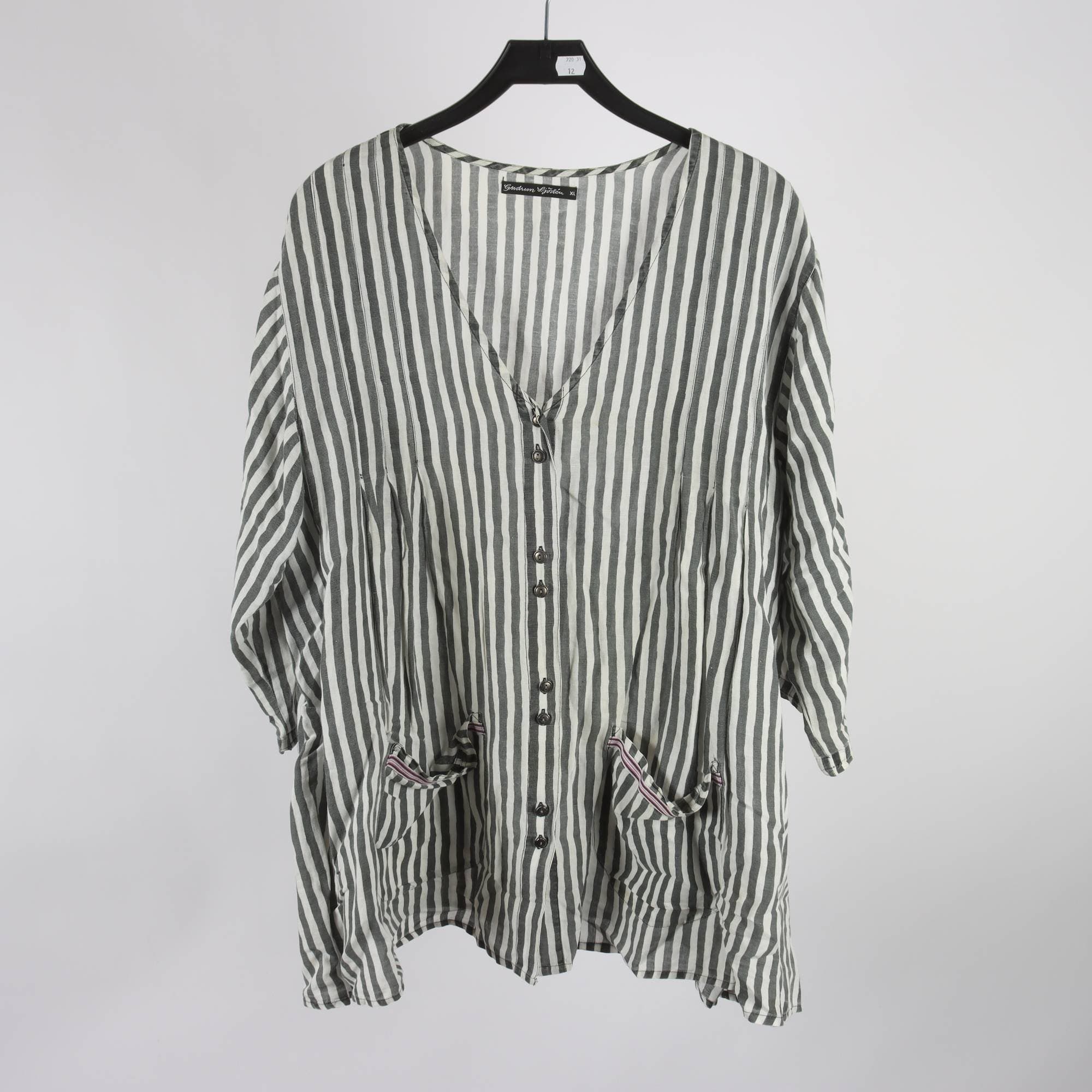 Tunika, Gudrun Sjödén, grå, vit, randig, linblanding, stl. XL